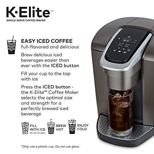 Keurig K-Elite kaffemaskine til én kop med K-Cup-kapsler, iskafskapacitet, børstet skiferfinish