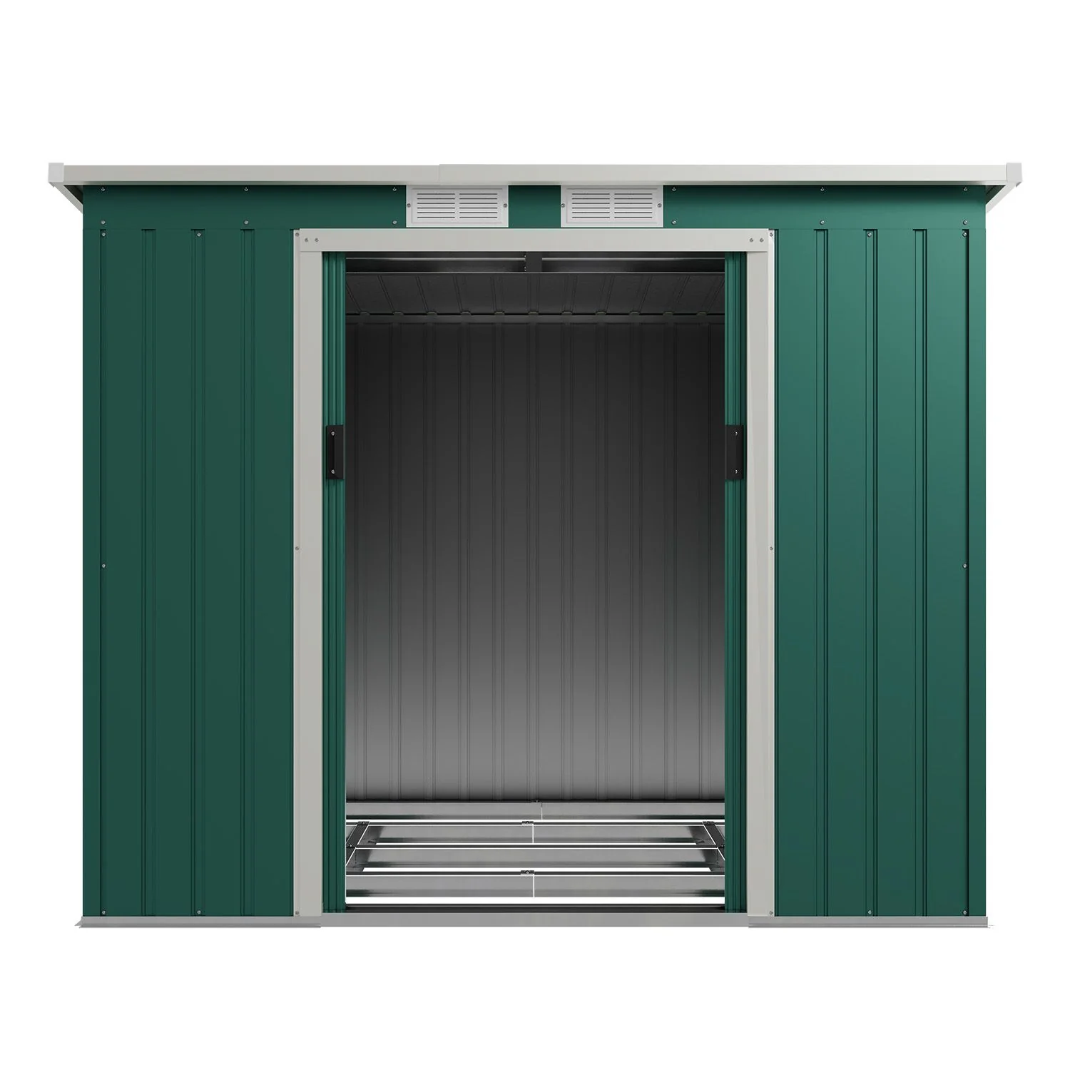 Abri de jardin en métal vert foncé 2025, modèle M avec toit incliné