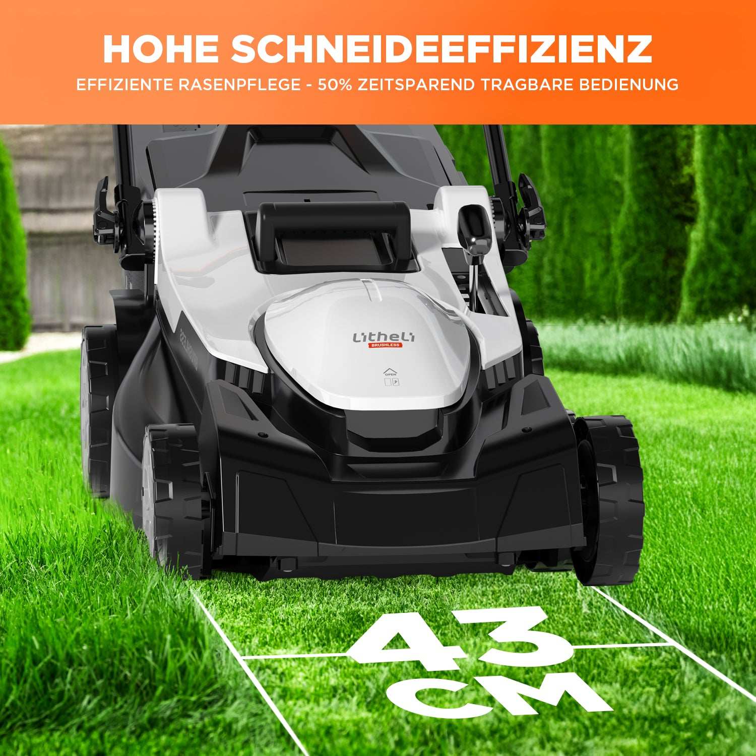 2025 U20 Akku-Rasenmäher, 43 cm, bürstenlos | Inklusive 2 x 4,0 Ah und 2 x 4,0 Ah SE Akkus | Mäht mühelos bis zu 1000 m²