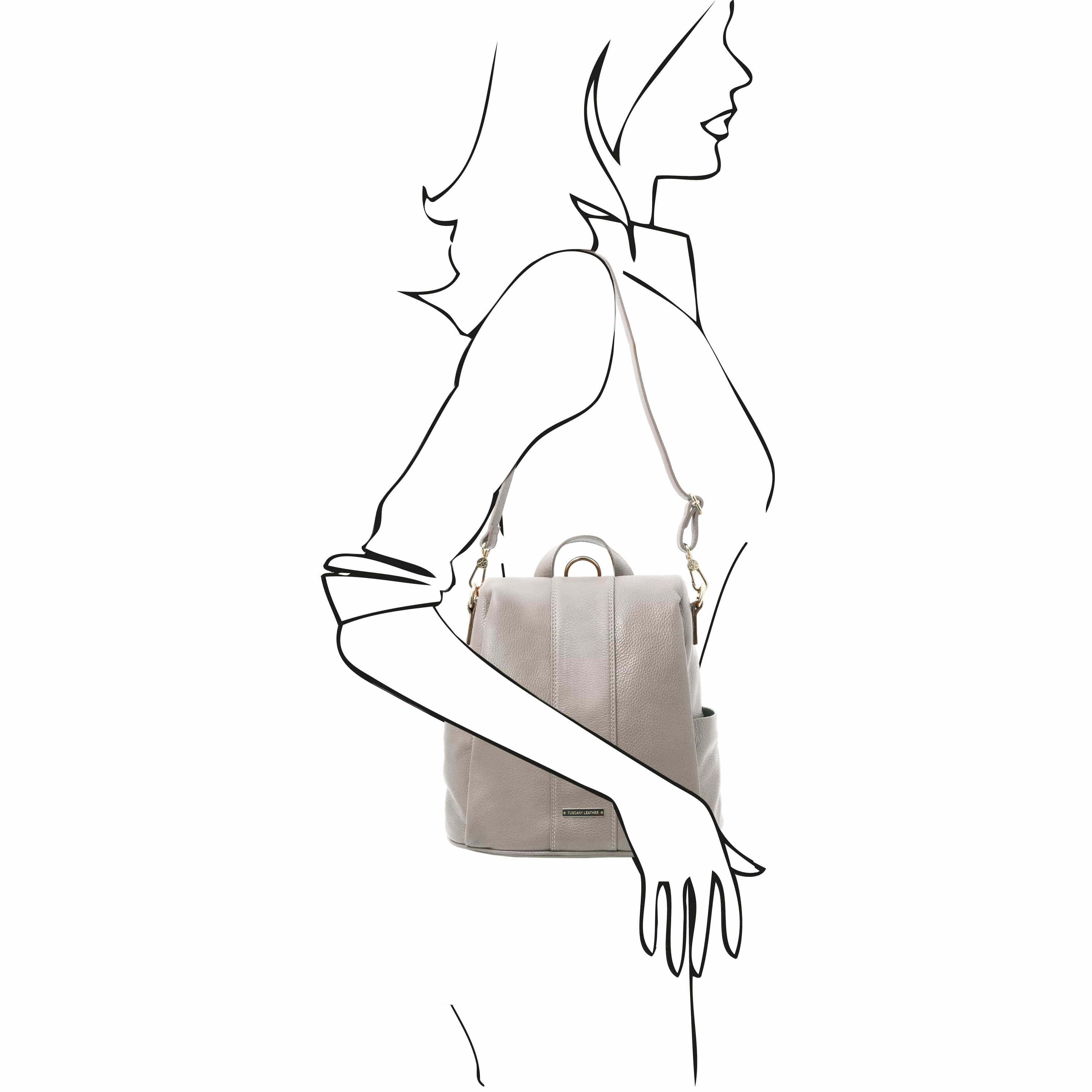 TL Bag - Soft leather backpack - convertible 2-in-1 backpack shoulder bag | TL142138