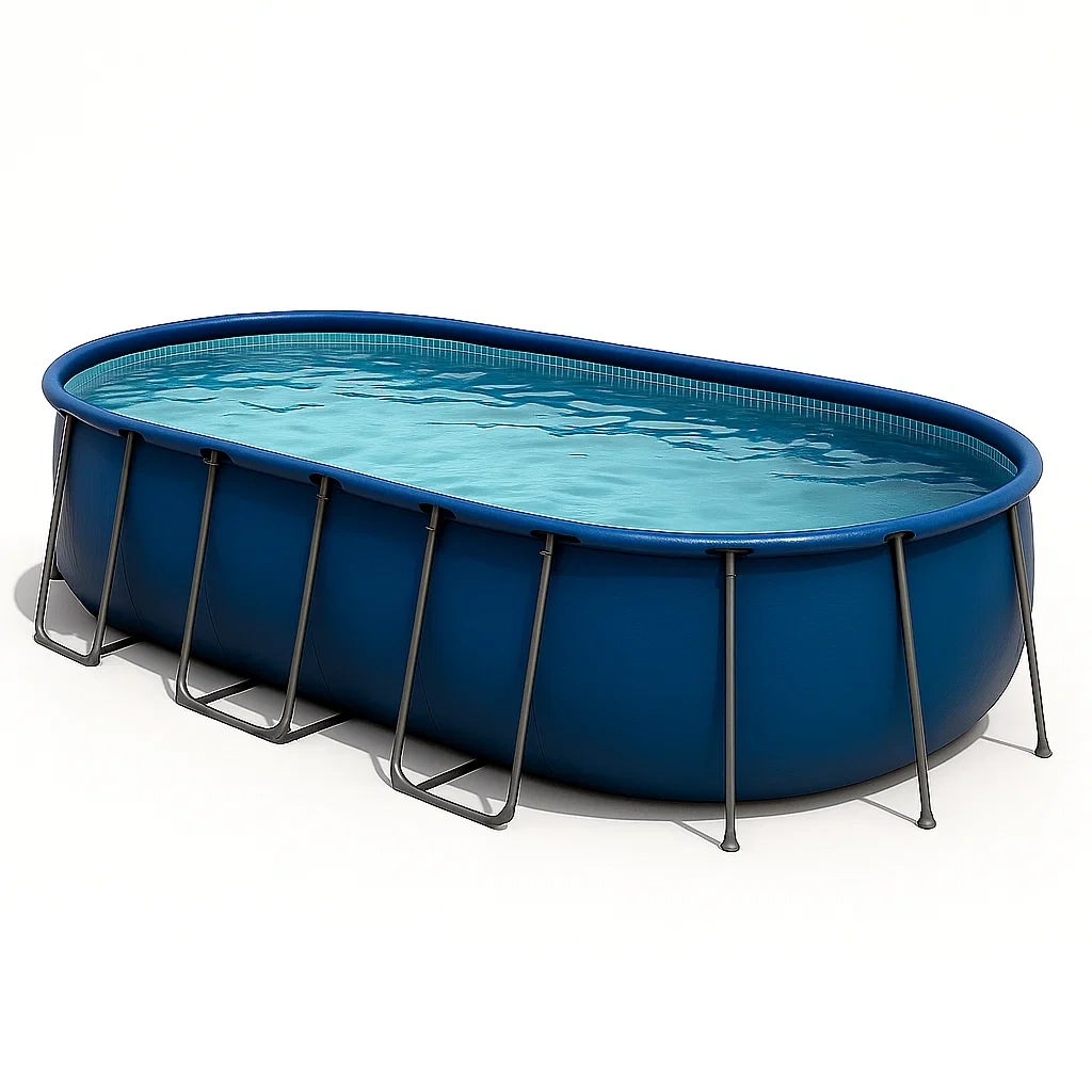 Piscine ovale tubulaire en acier démontable 472 x 286 x 104 cm Bleu/Gris QcCsNSl155RN