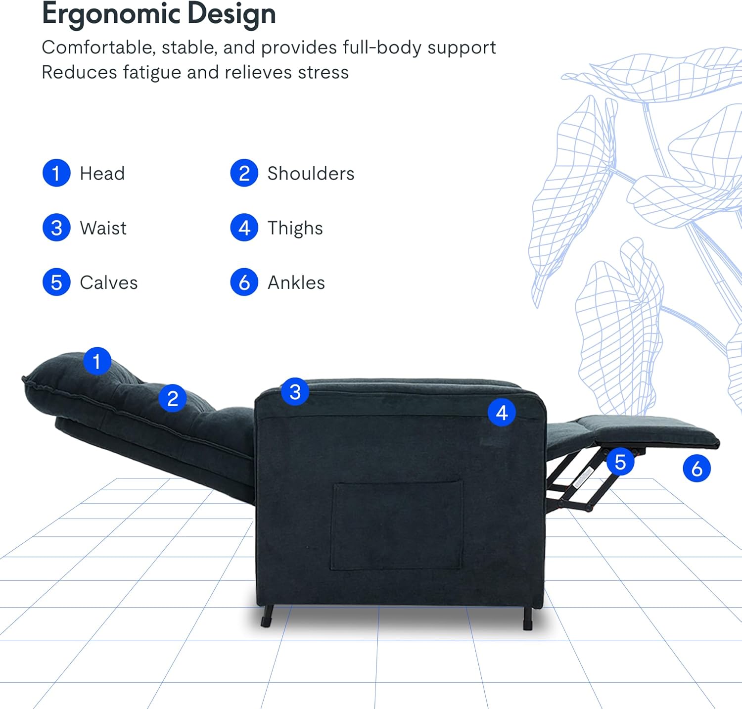 FLEXISPOT Elektrischer Relaxsessel mit verstellbarer Rückenlehne, Neigungswinkel 105° bis 155°, ergonomischer Relaxsessel für Schlafzimmer, Wohnzimmer und Heimkino (Dunkelgrau)