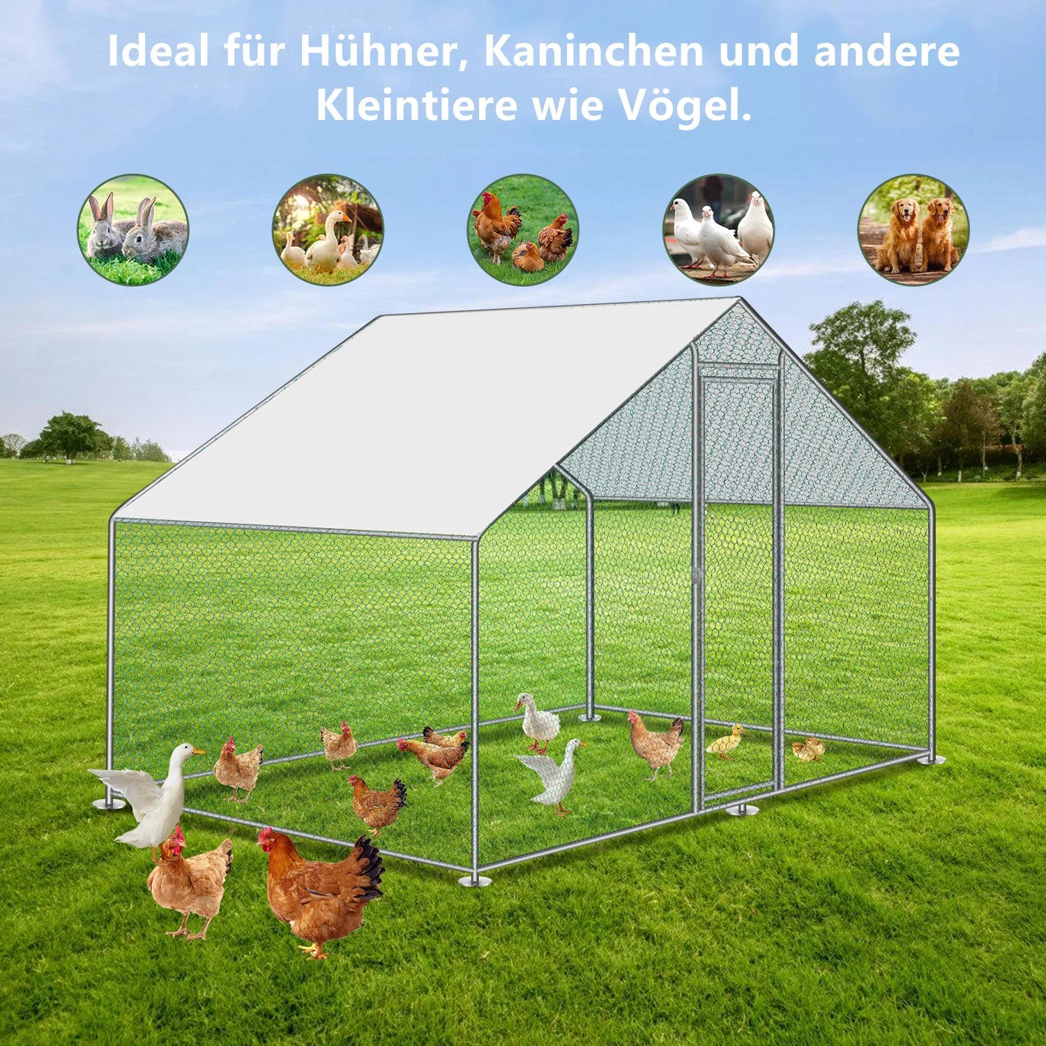 Sonnewelt Hühnerstall-Außengehege mit Markise, Baujahr 2025 – 3 x 2 x 2 m