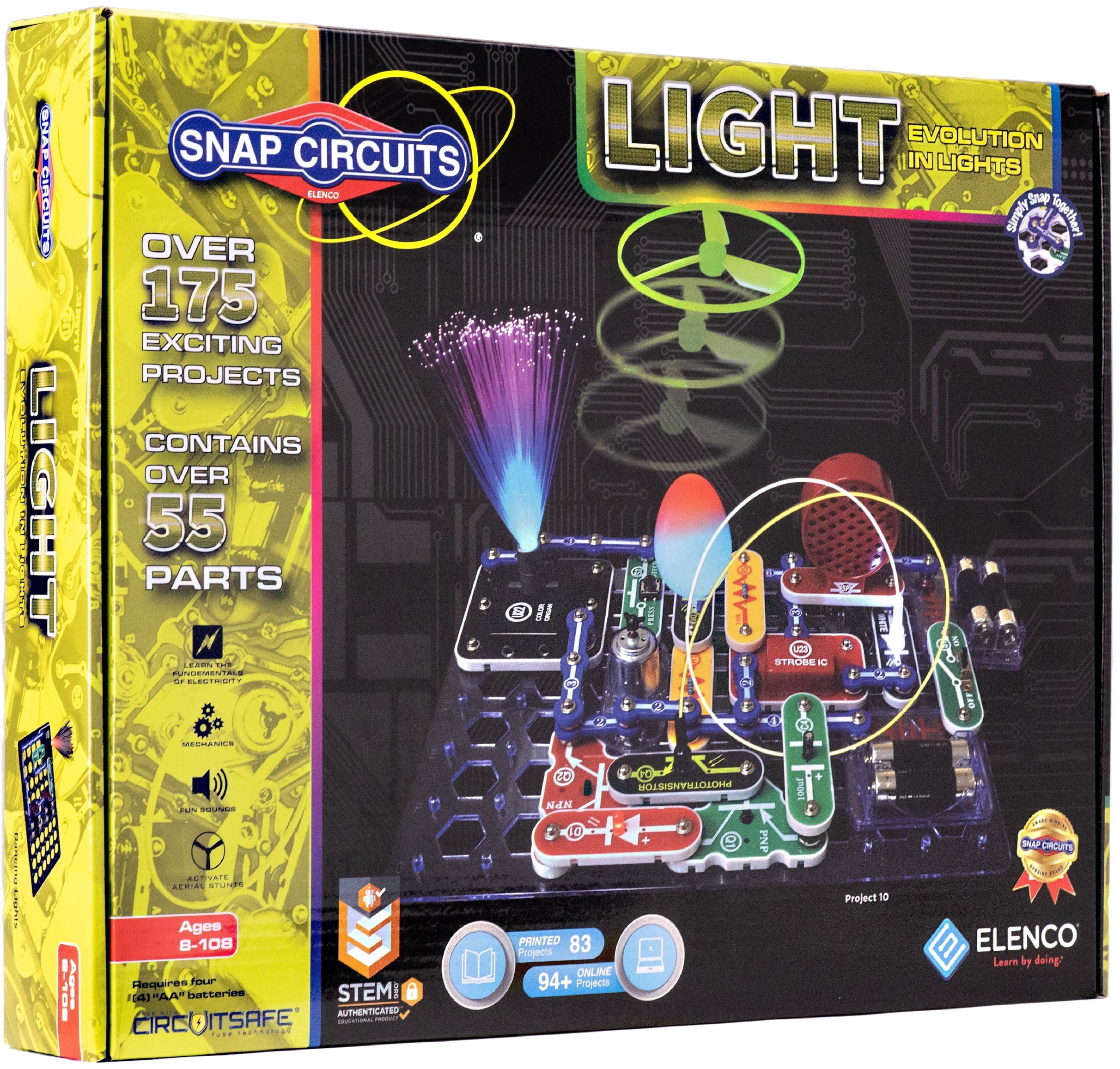 Snap Circuits® Light SCL175 | Elektronisk udforskningssæt | Over 175 projekter | STEM-pædagogisk legetøj til børn fra 8 år og opefter