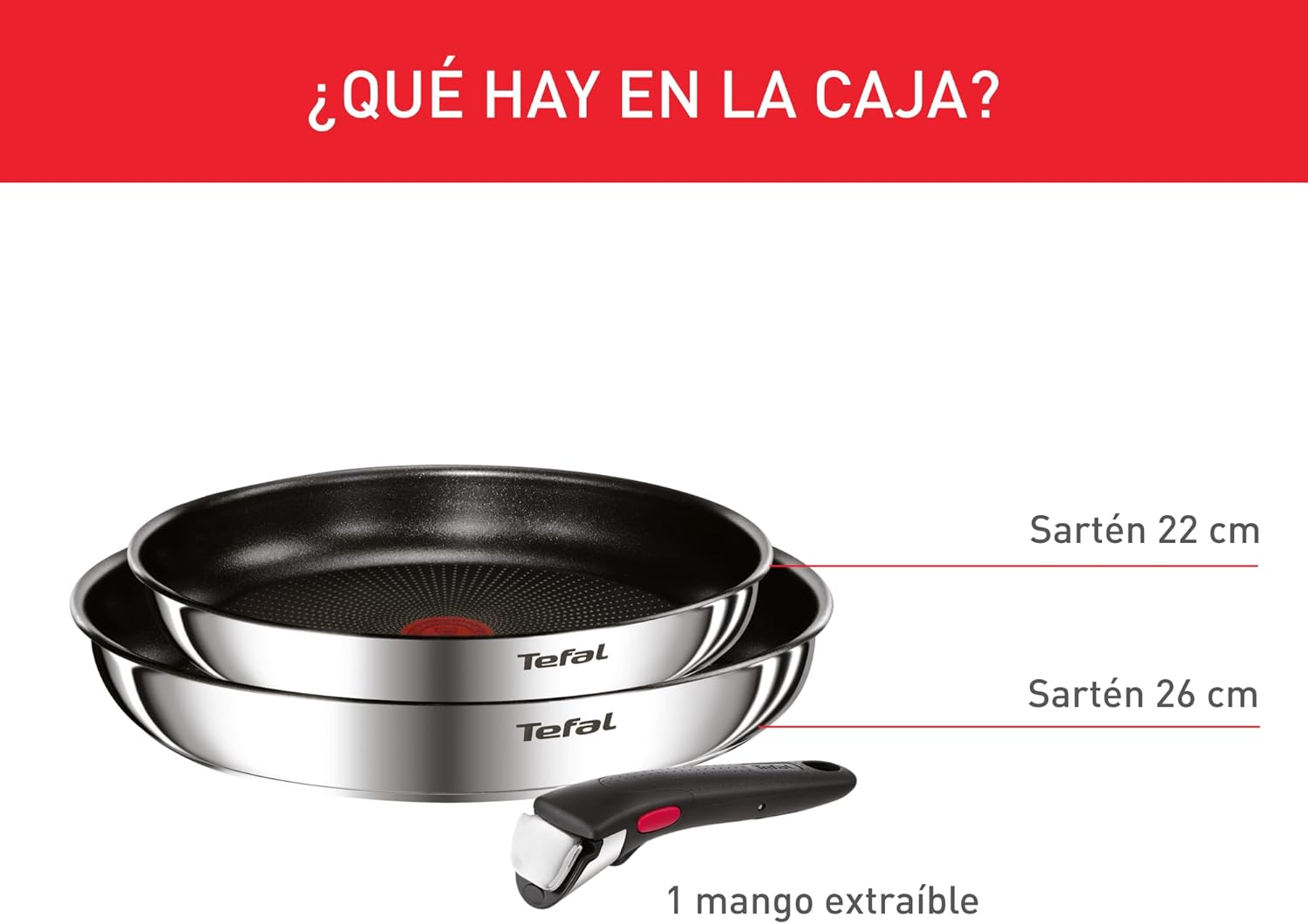 Tefal Ingenio Emotion Sæt med 3 stegepander 22/24/28 cm + 3 kasseroller 16/18/20 cm + gryderet 24 cm + wok 26 cm + 12 tilbehør | Induktionssikker, non-stick, tåler opvaskemaskine og ovn