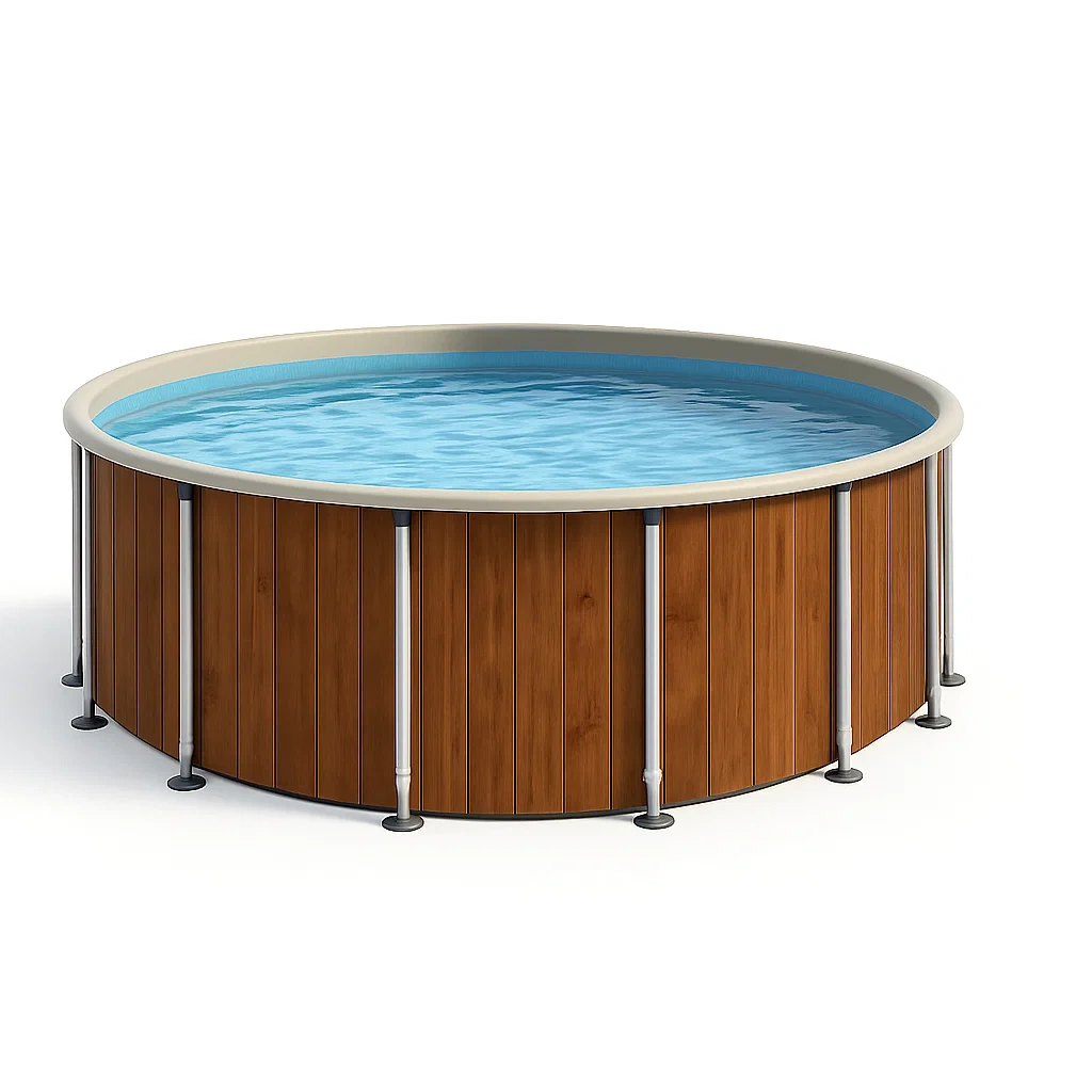 Piscine tubulaire ronde amovible en acier 298 x 96 cm, finition bois/blanc, avec filtre et échelle ZEDCTny251Le