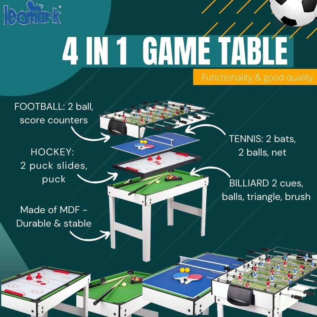Leomark Spieltisch aus Holz für Kinder und Erwachsene | Spielspaß zu Hause oder auf Partys, Familienunterhaltung | Stabil, lehrreich und einfach aufzubauen