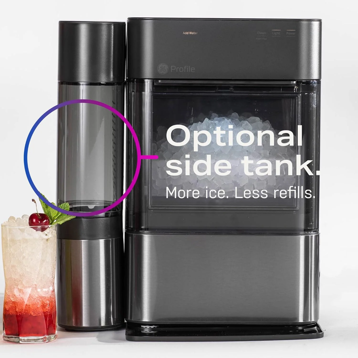 GE Profile Opal 2.0 (Modelljahr 2025) – Eiswürfelbereiter im Nugget-Stil mit 0,75-Gallonen-Behälter. Edelstahl.