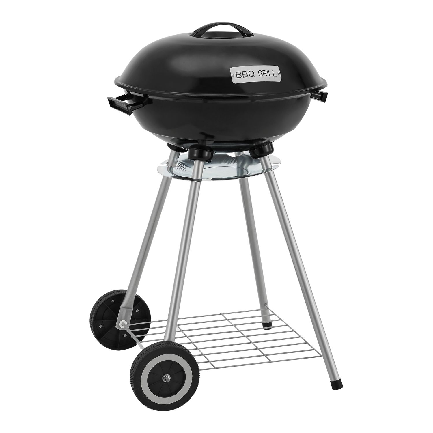 Apricena Runder Holzkohlegrill mit Deckel 80x49x47cm - Schwarz [casa.pro]