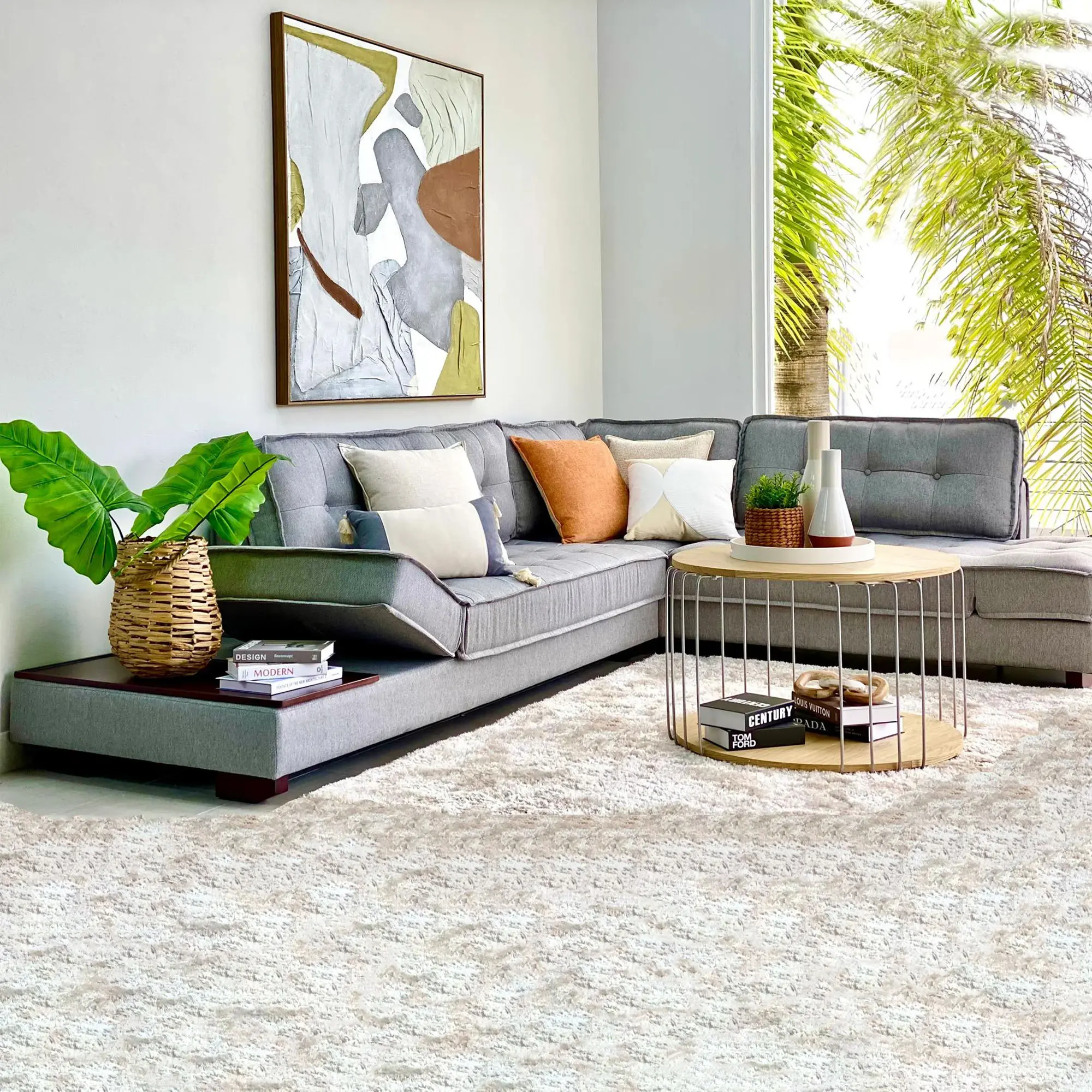 Ecksofa in leuchtendem Grau