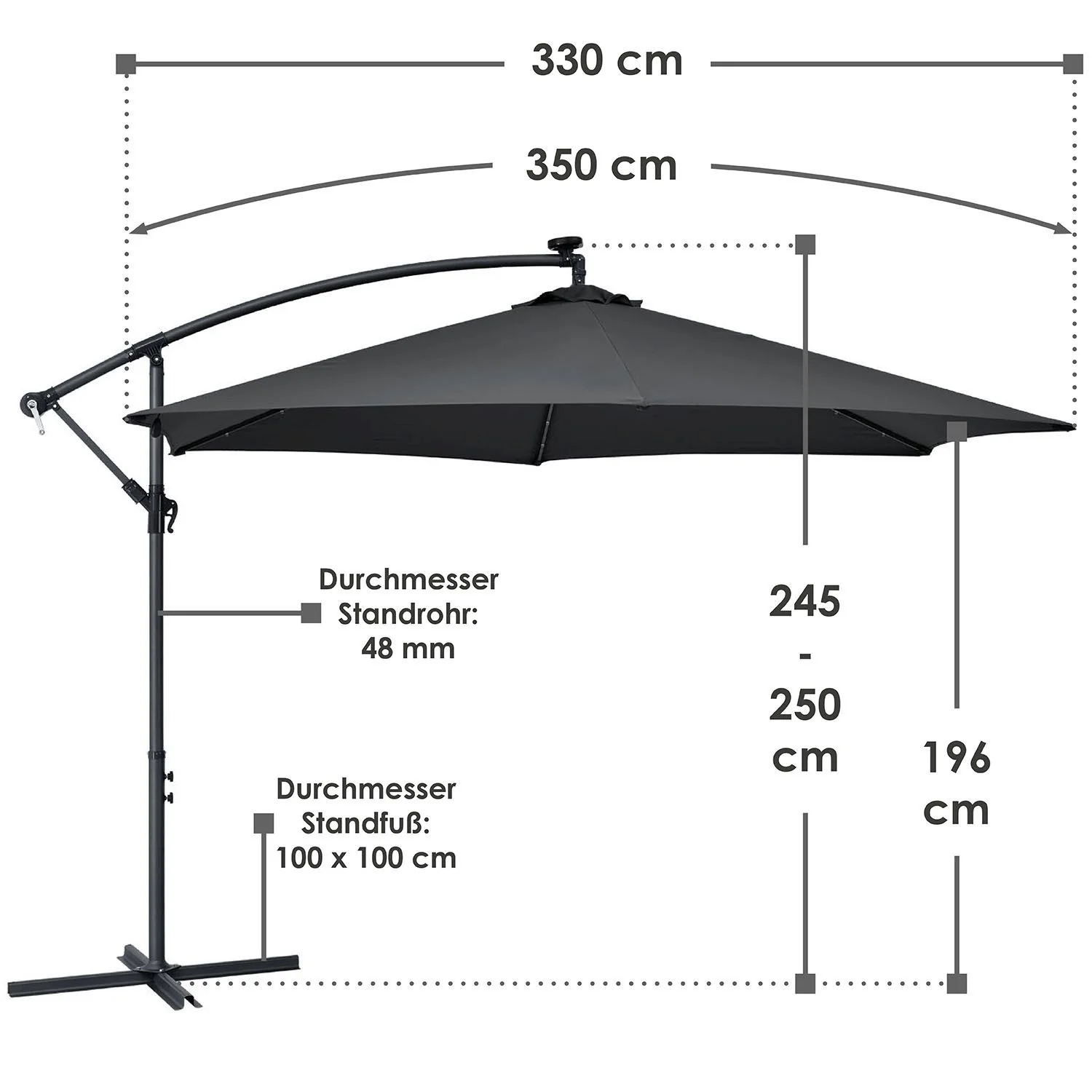 Parapluie LED excentrique 2025 Brésil