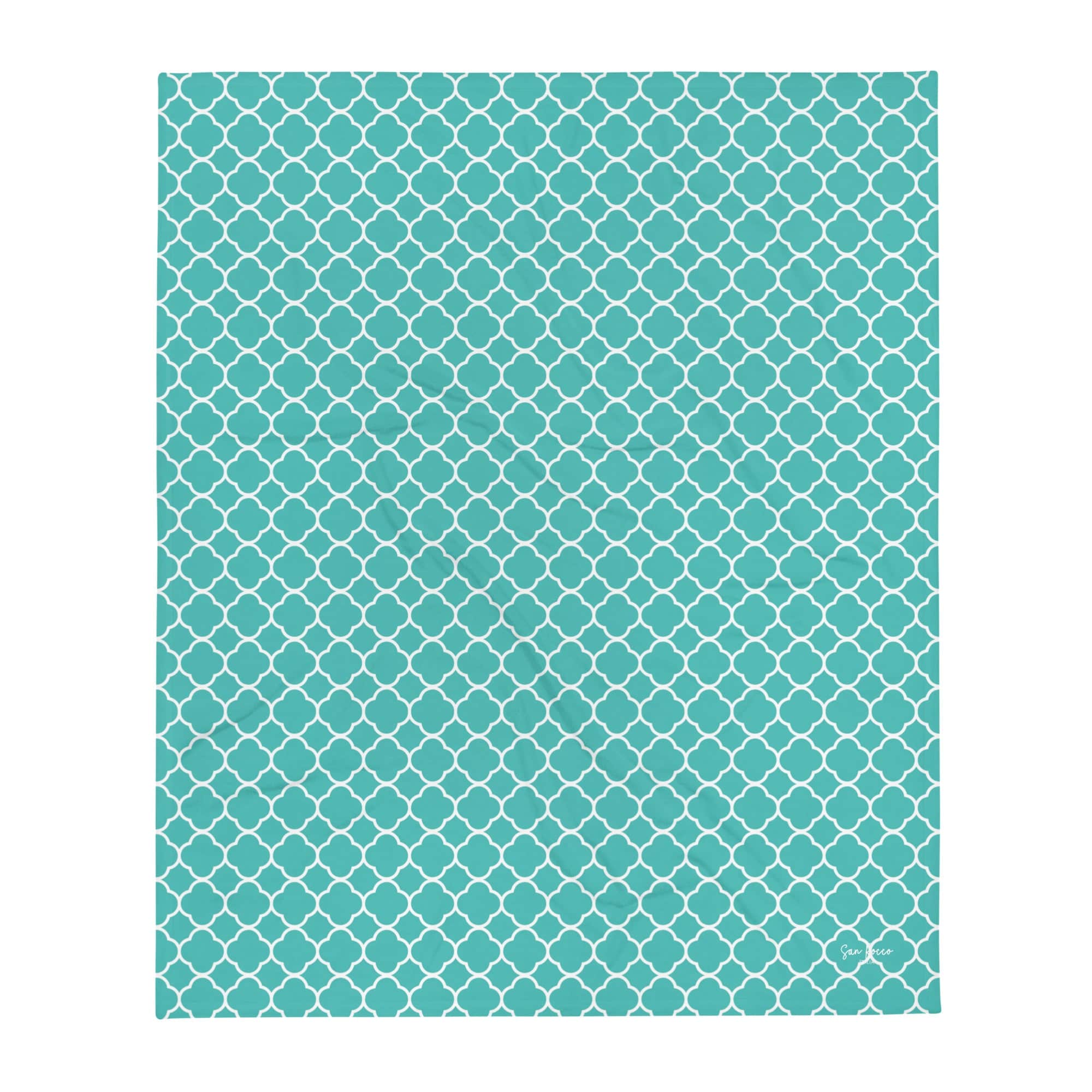 Turquoise Quatrefoil Throw Blanket