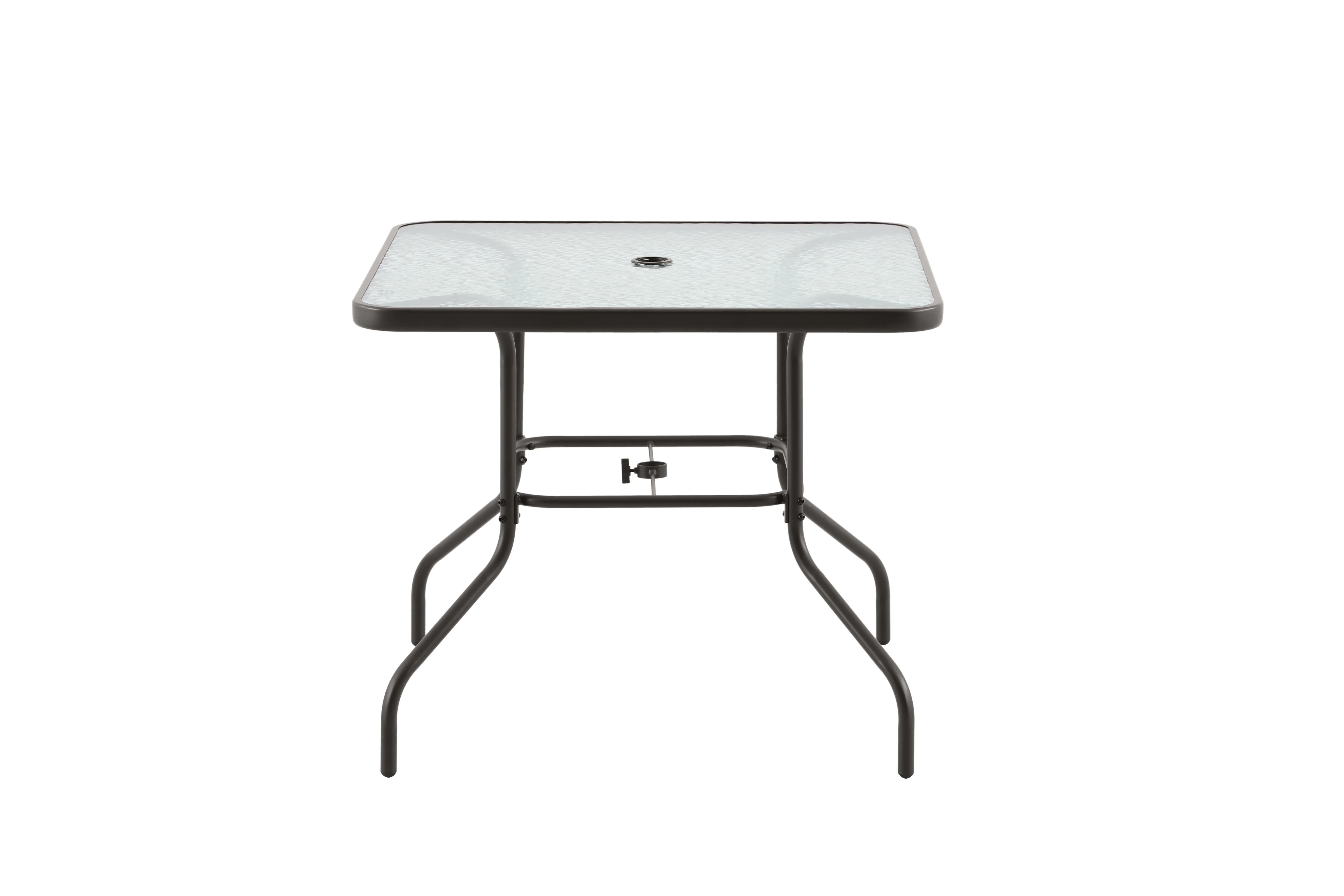 2025 Mainstays Albany Lane 6-delt udendørs spisebordssæt med parasol. Stål. Rød