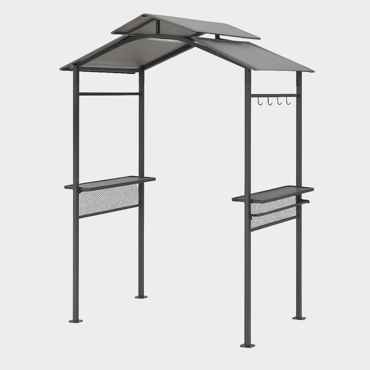 Abri barbecue à double toit, acier gris, pour jardin extérieur, 240 x 150 x 300 cm