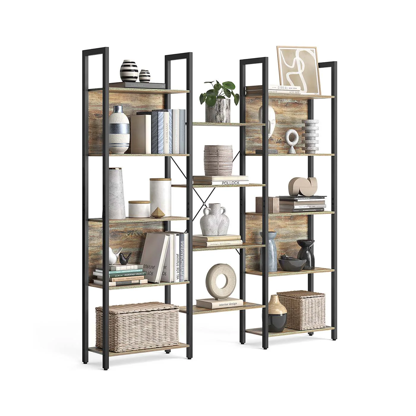 Bogreolopbevaringsenhed med metalrammehylder