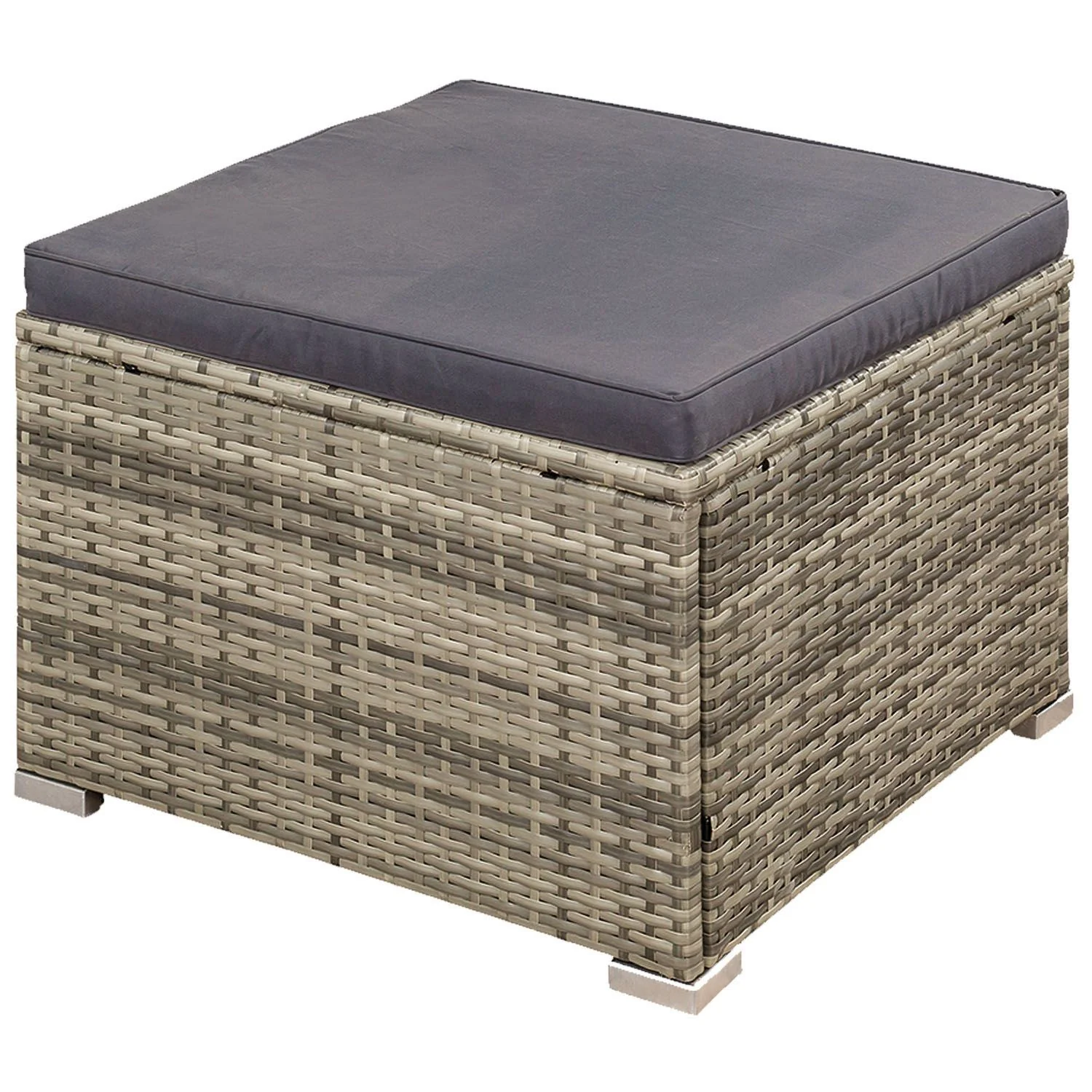 Ensemble de jardin en résine tressée Punta Cana M 2025, noir avec coussins gris