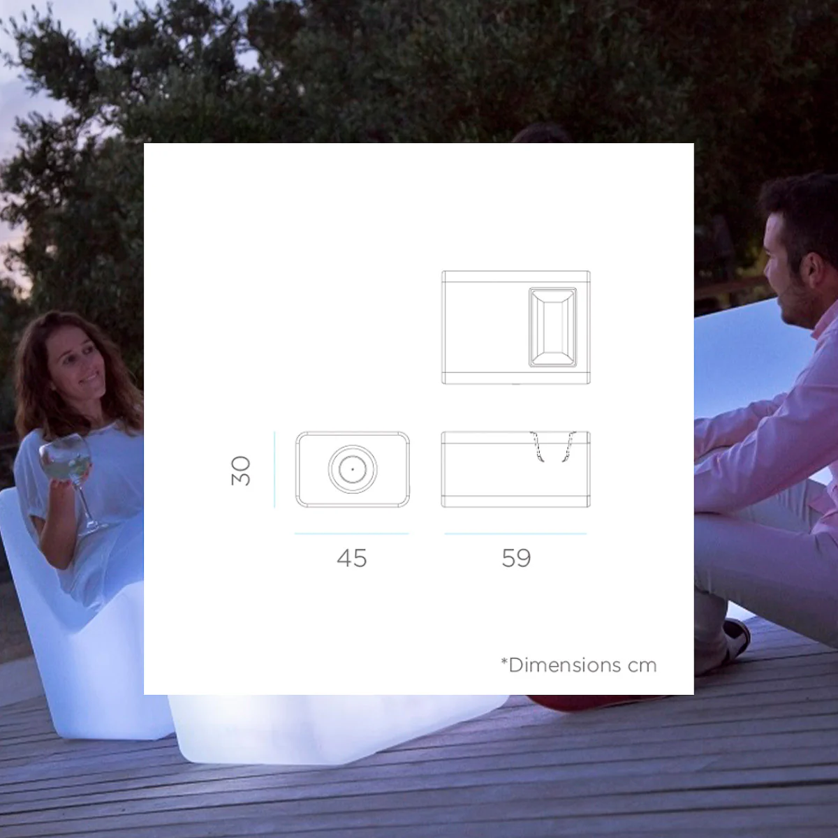 Packung x1 Tarida Tab Lautsprechertisch + x2 Tarida Sitze (ohne Armlehnen)