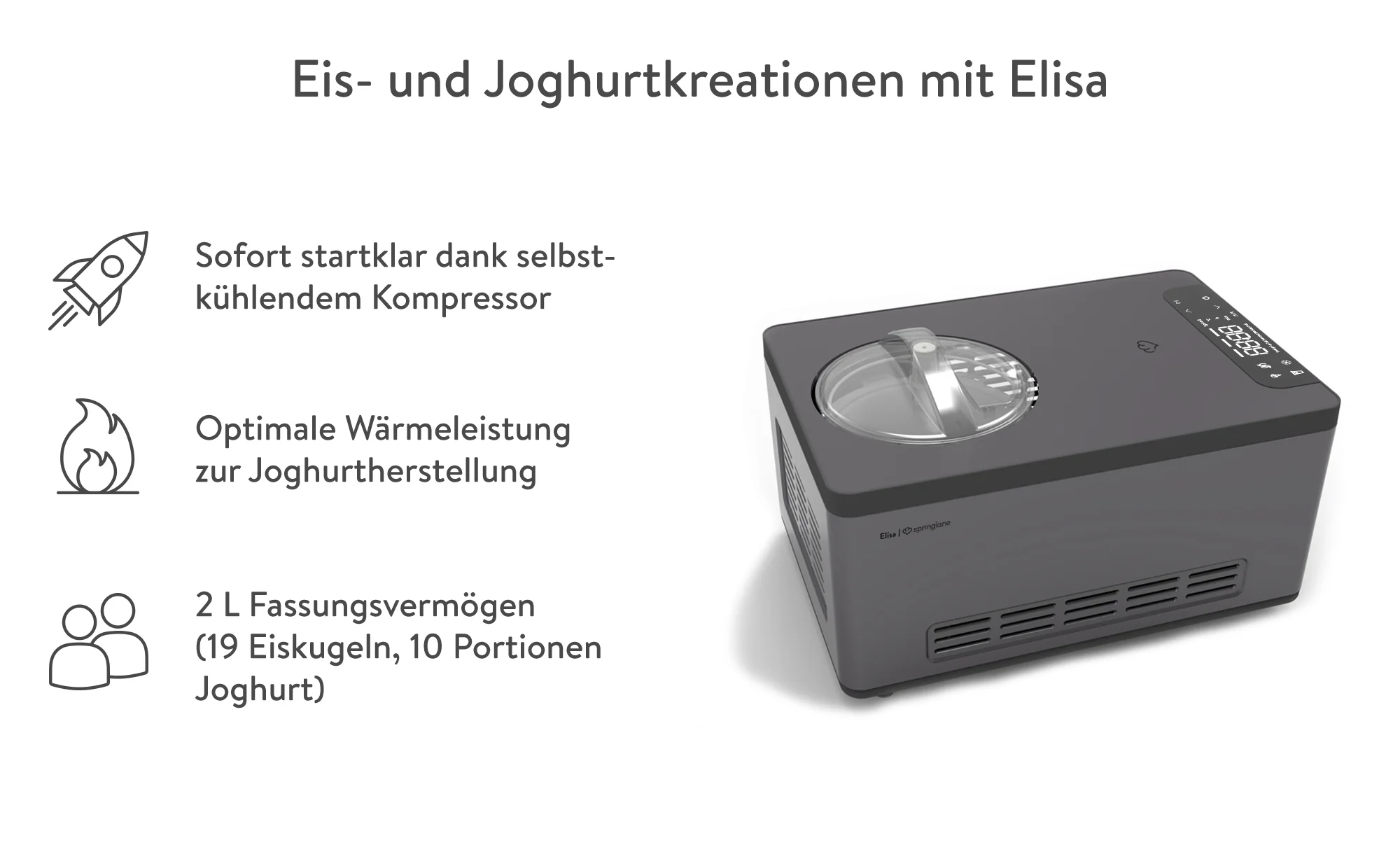 2025 Elisa 2,0 liters køleskab – sort eller sølv
