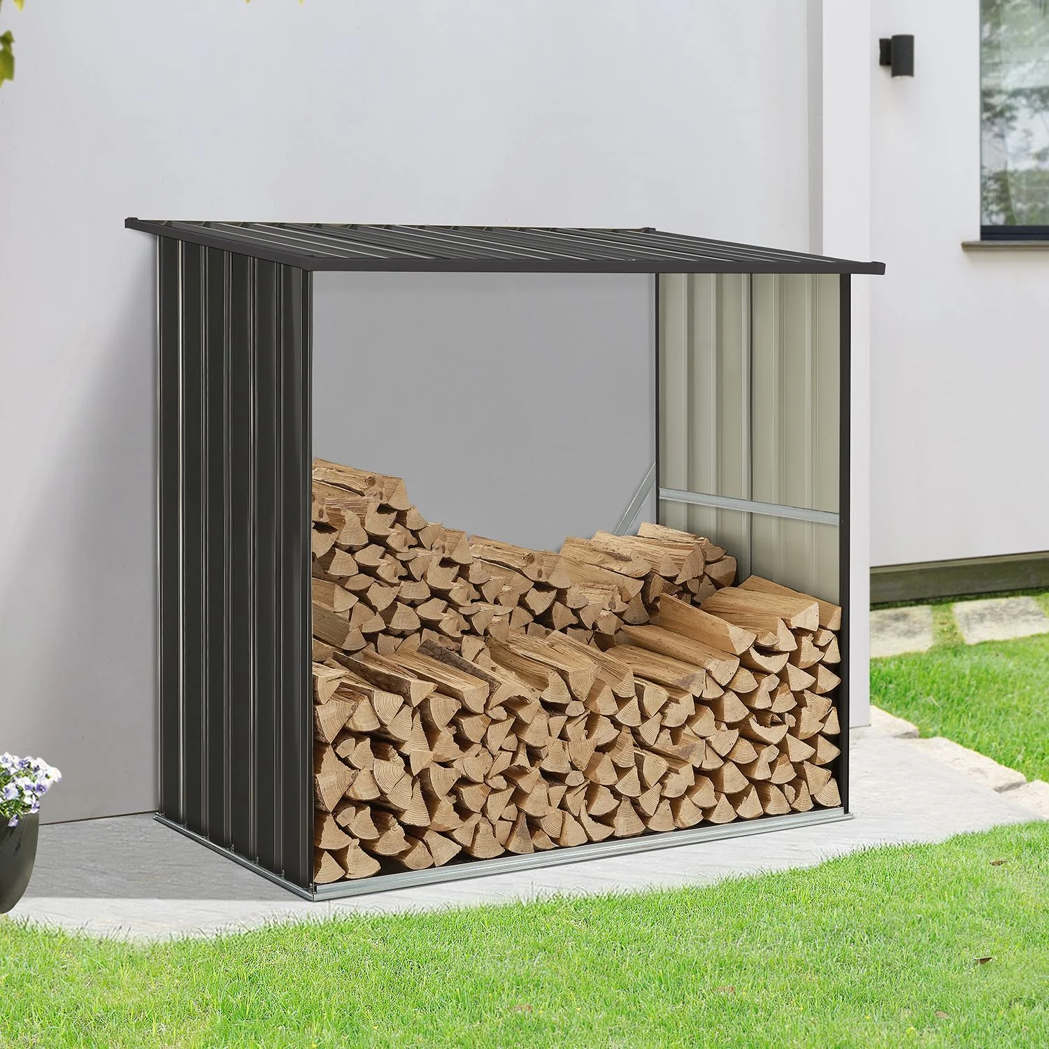 Abri à bois Enno 2025 – Rangement sûr et durable pour votre bois de chauffage