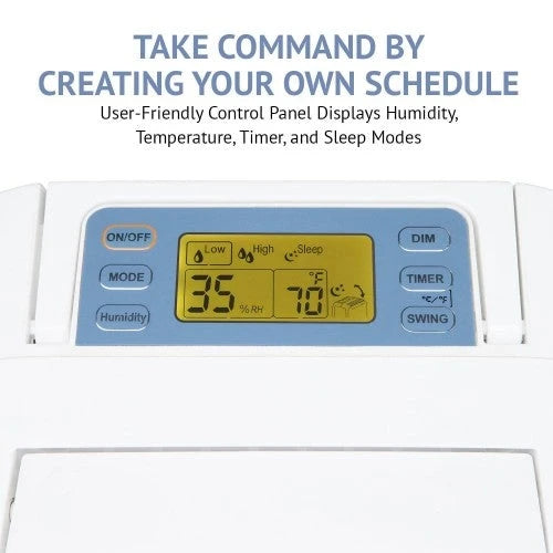 Ivation 13-pint kompakt og støjsvag tørreaffugter til små områder – med kontinuerlig afløbsslange til trange rum, badeværelse, loft, krybekælder og skabe – til rum op til 25 kvadratmeter (