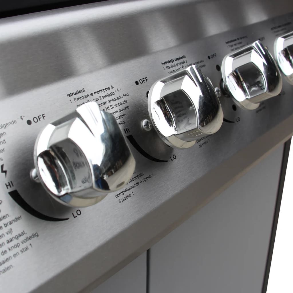 Vidaxl 6+1-Brenner-Gasgrill, Schwarz und Silber