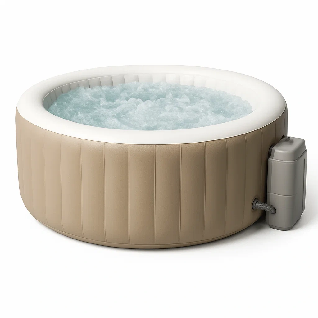 Spa gonflable 196x196x71 cm 4 personnes rond beige/blanc ZLdAmCF367en