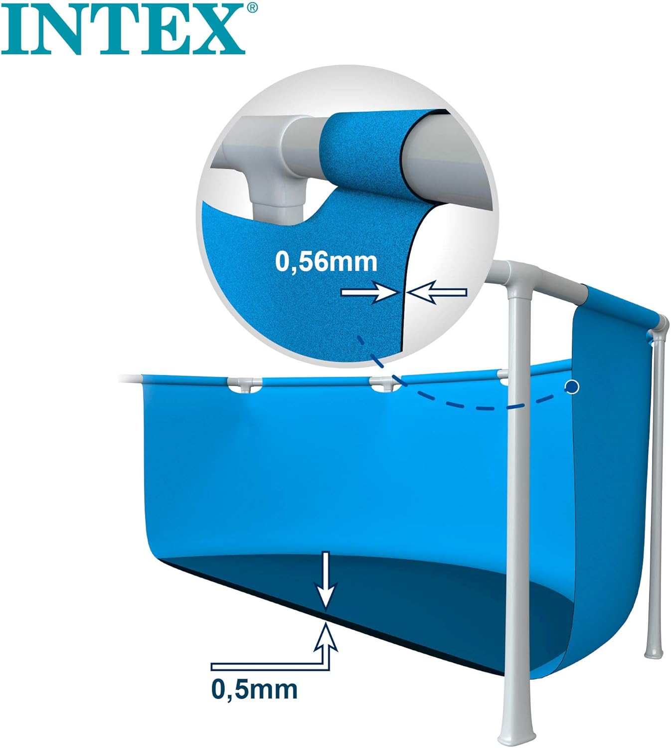 Intex 28271NP – Kleiner Rahmen-Aufstellpool 260 x 160 x 65 cm, 2.282 Liter, Blau