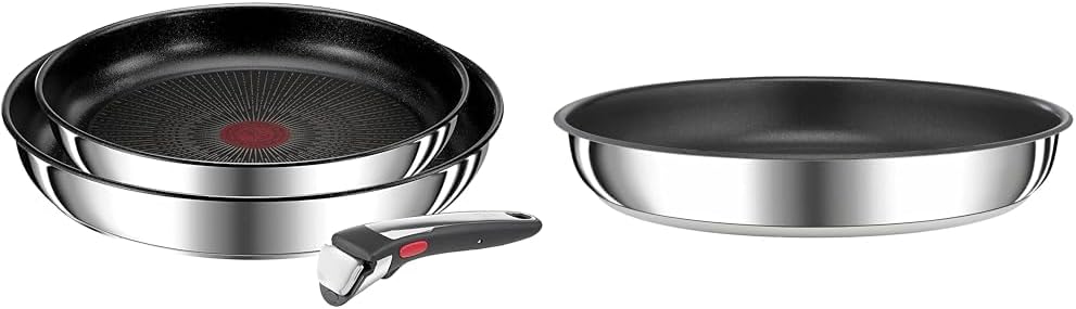 Tefal Ingenio Preference On Set: 2 Bratpfannen (24/28 cm) + 2 Stielkasserollen (16/20 cm) + 24 cm Topf + 26 cm Wok + 2 abnehmbare Griffe + 5 Zubehörteile | Induktionsgeeignet, antihaftbeschichtet, PFOA-frei
