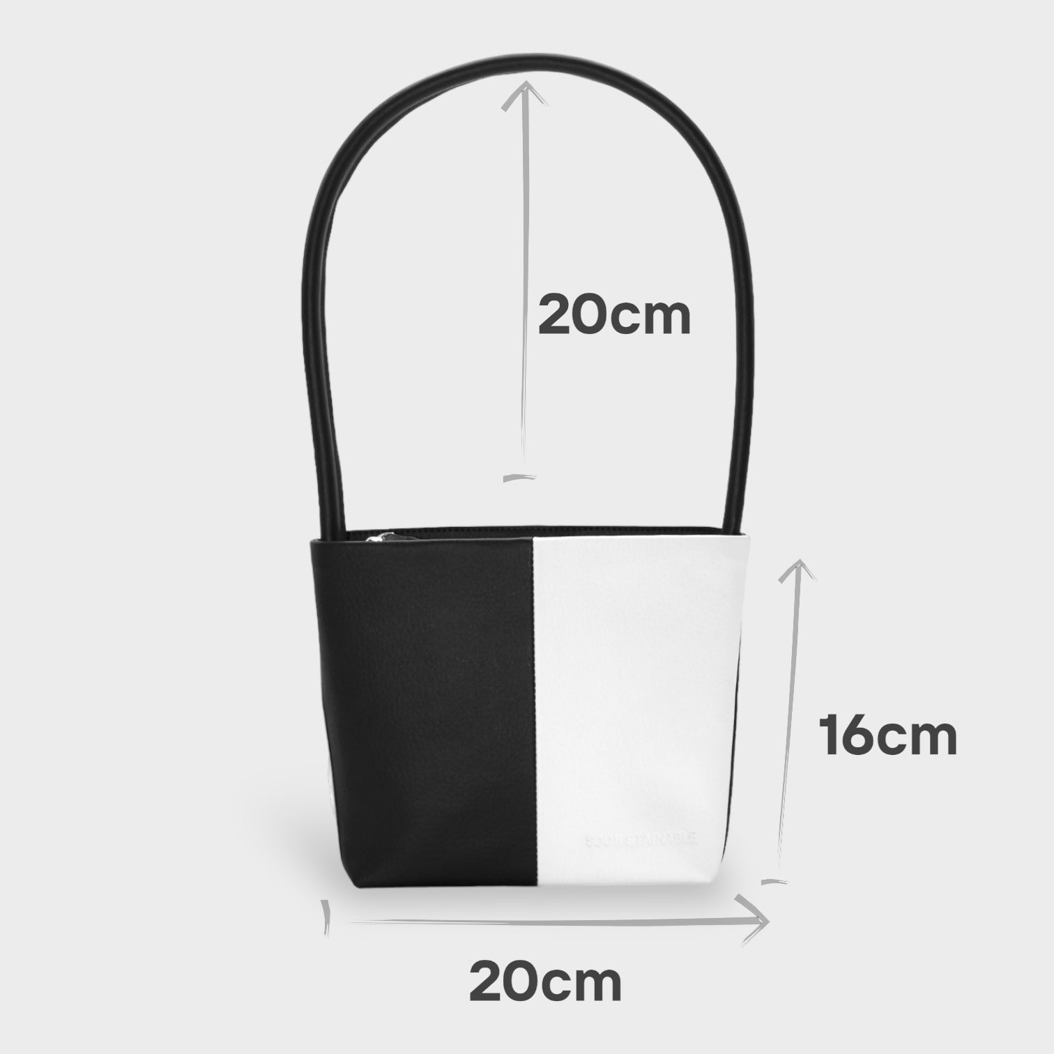 Aria - Apple Leather Midi Shoulder Bag - Black & White