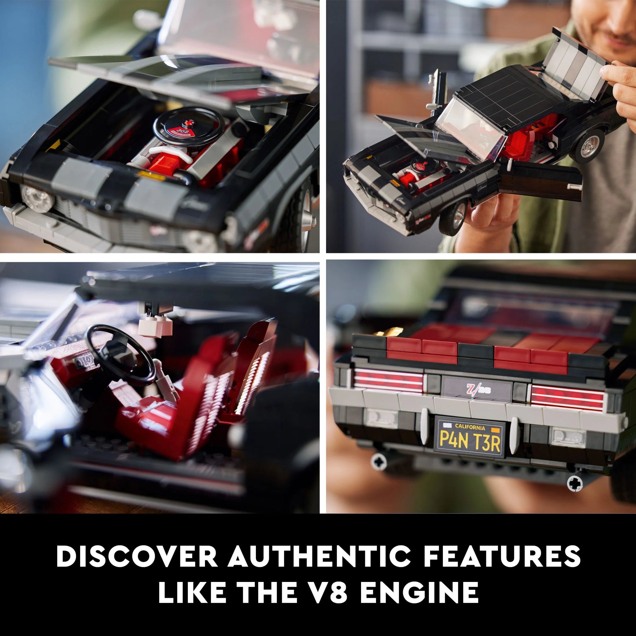 LEGO Icons Chevrolet Camaro Z28 10304 – Tilpasseligt klassisk bilbyggesæt til voksne, amerikansk vintage sportsvogn, god gaveidé