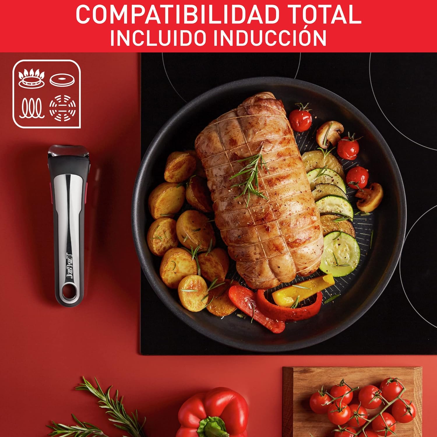 Tefal Ingenio Unlimited On – 3er-Set Töpfe (16/18/20 cm) + abnehmbarer Griff | Induktionsgeeignet, antihaftbeschichtet, mit Titanbeschichtung, Thermo-Signal, PFOA-frei, spülmaschinen- und ofenfest