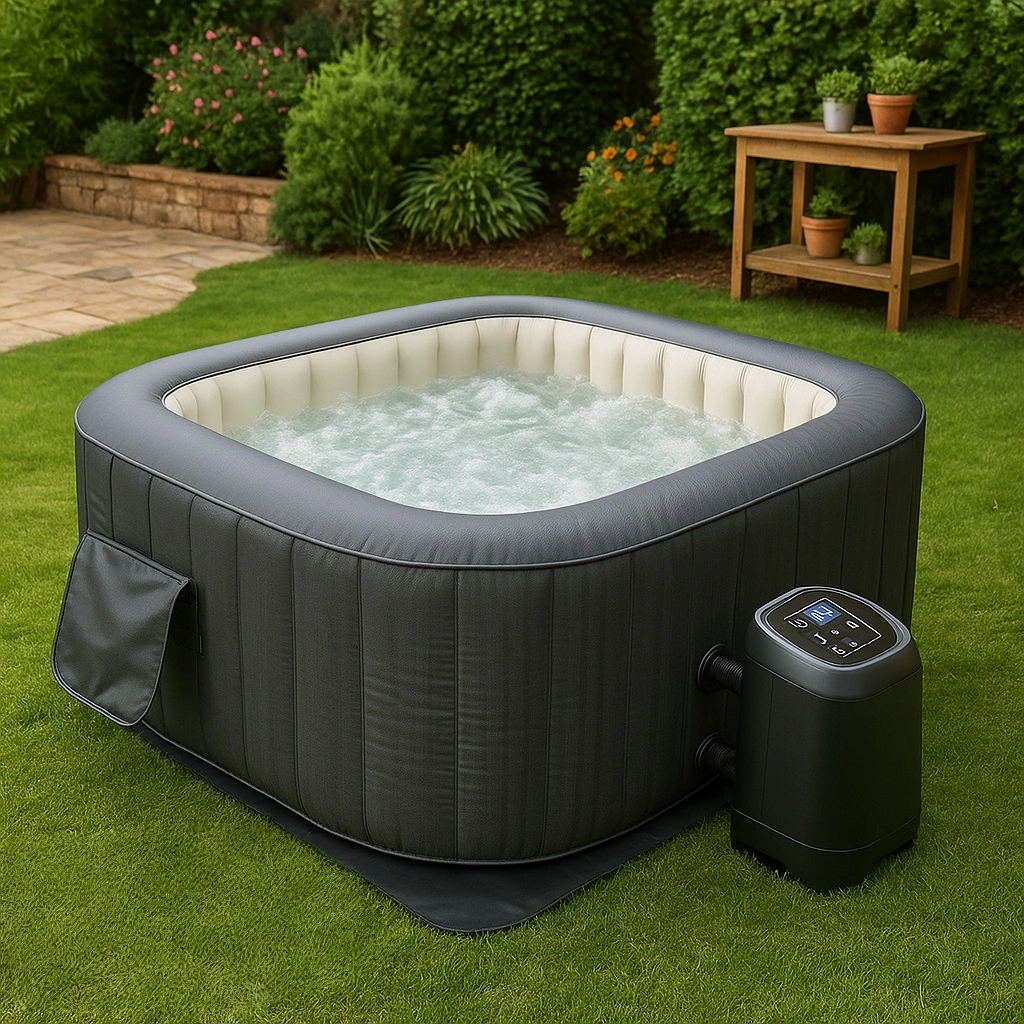 Spa gonflable carré en PVC noir et blanc pour jardin extérieur/intérieur 110 × 110 × 60 cm - iHWKMxr314mq