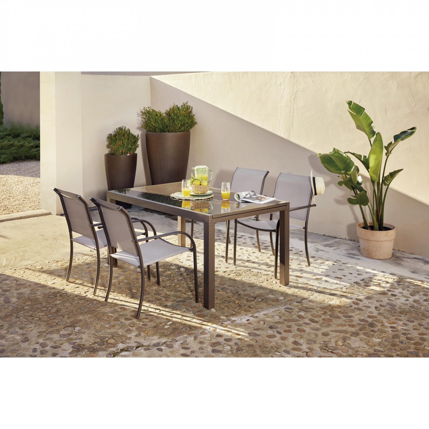 Malaga Ausziehbares Set: Ausziehbarer Tisch + 4 Stühle