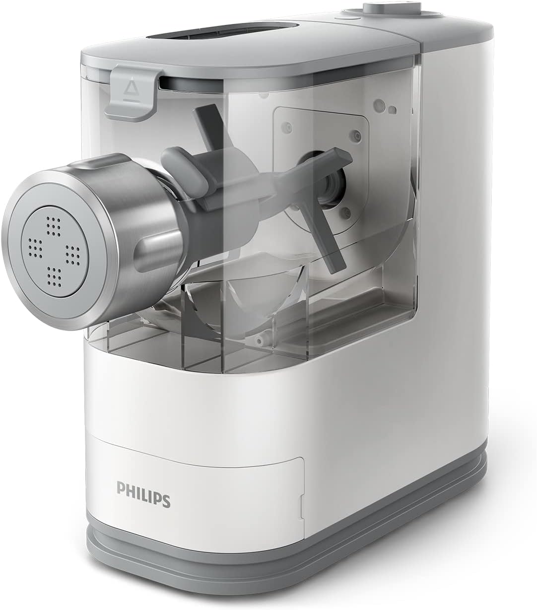 Philips Nudelmaschine - Vollautomatisch, Automatische Wiegefunktion, 4 Formen, Rezeptbuch, Weiß/Sunset Light Gray (HR2345/19)