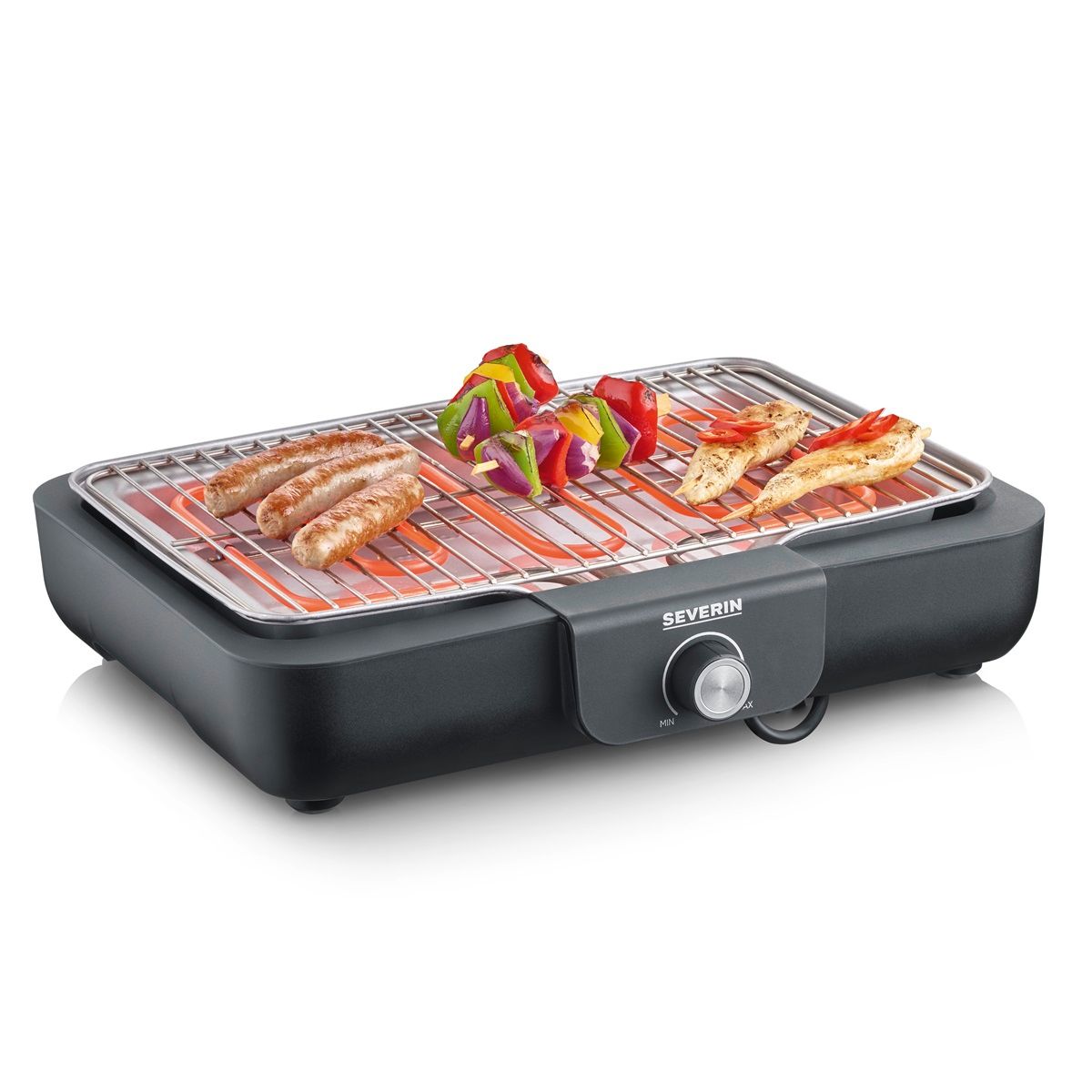 Severin PG 8554 Tischgrill mit Grillrost – 2300 W, Schwarz