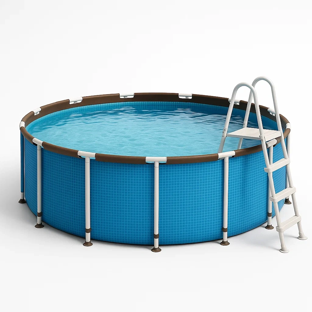 Piscine tubulaire ronde amovible 448 x 105 cm bleu/marron avec filtre et échelle HZekVlf288Og