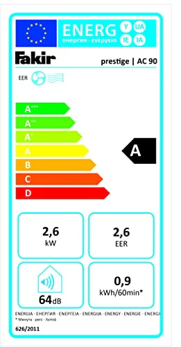Fakir Prestige AC 90 (2025) – Tragbare Klimaanlage | Luftkühler mit 3 Windmodi + Automatikfunktion, Timer und Fernbedienung | Zusatzventilator für Räume bis zu 85 m³ | Weiß | 2600 Watt