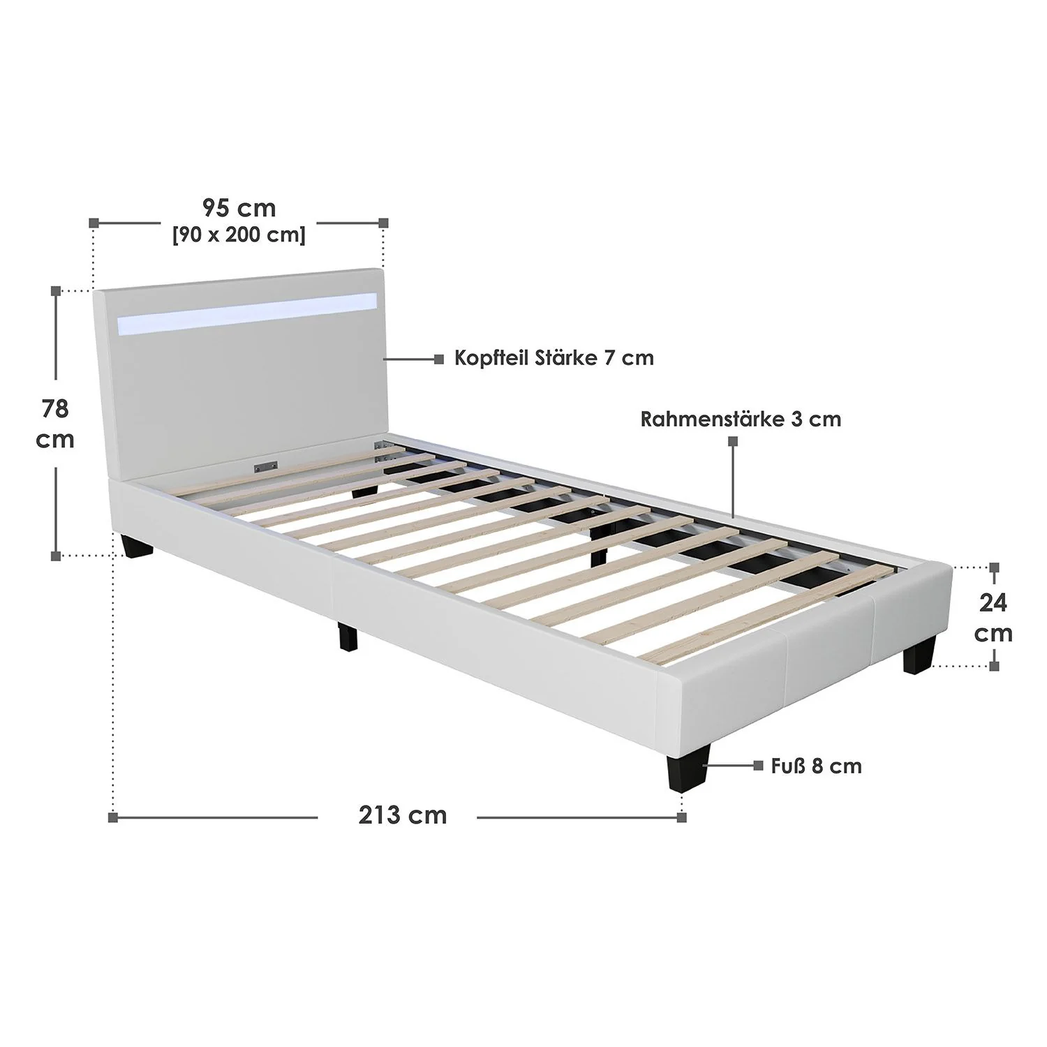 Lit capitonné Verona 2025, 120 x 200 cm, blanc