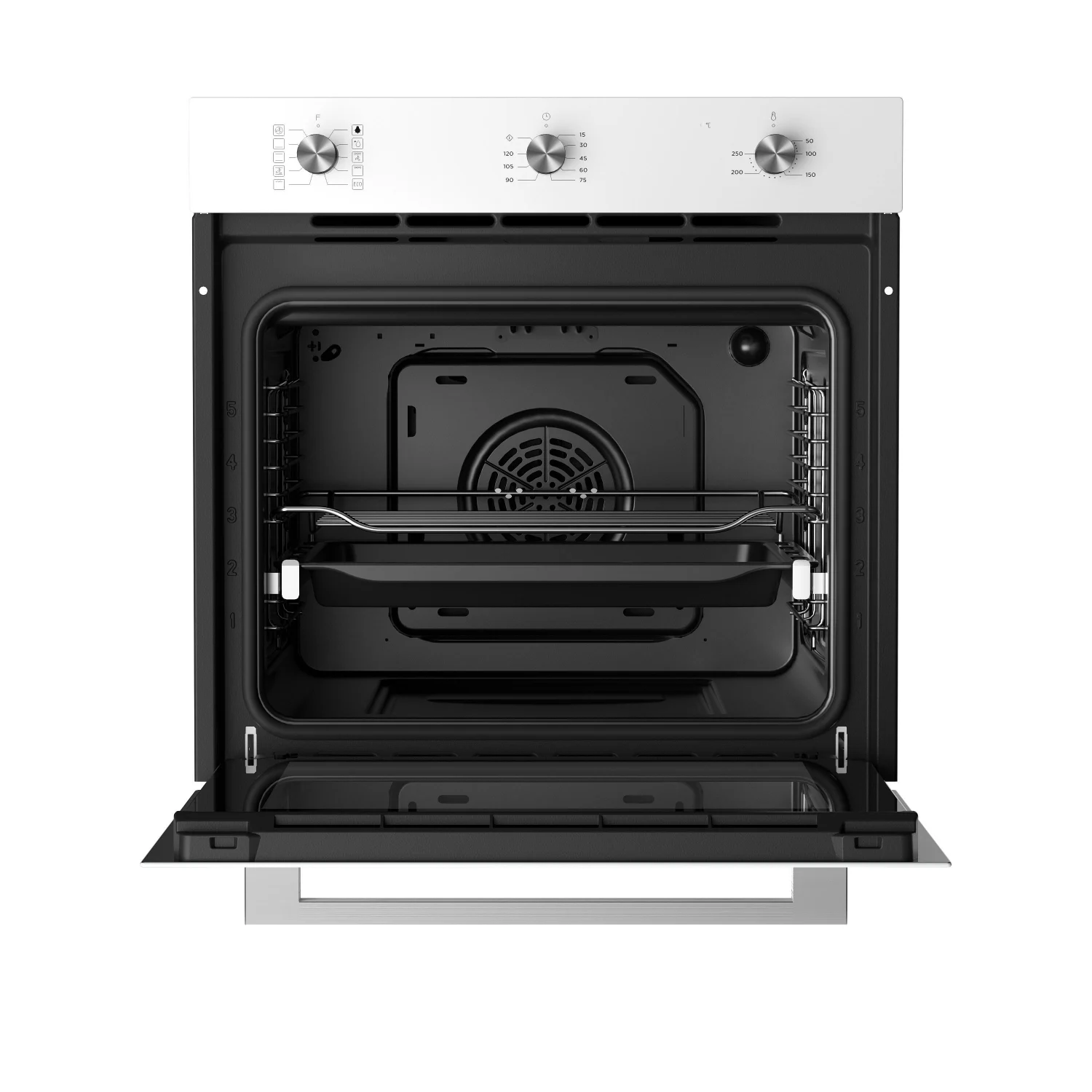 Midea MBON5M90M5-WH Multifunktionsbackofen, 3 kW, 70 l, Klapptür, 9 Kochfunktionen, Energieeffizienzklasse A – Weiß