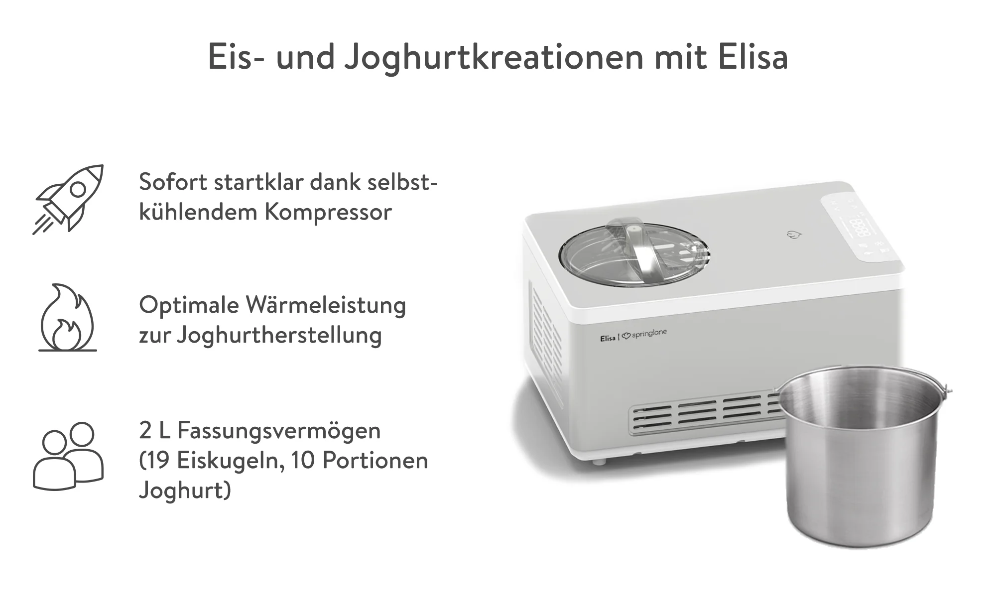 2025 Elisa 2,0 liters køleskab – sort eller sølv
