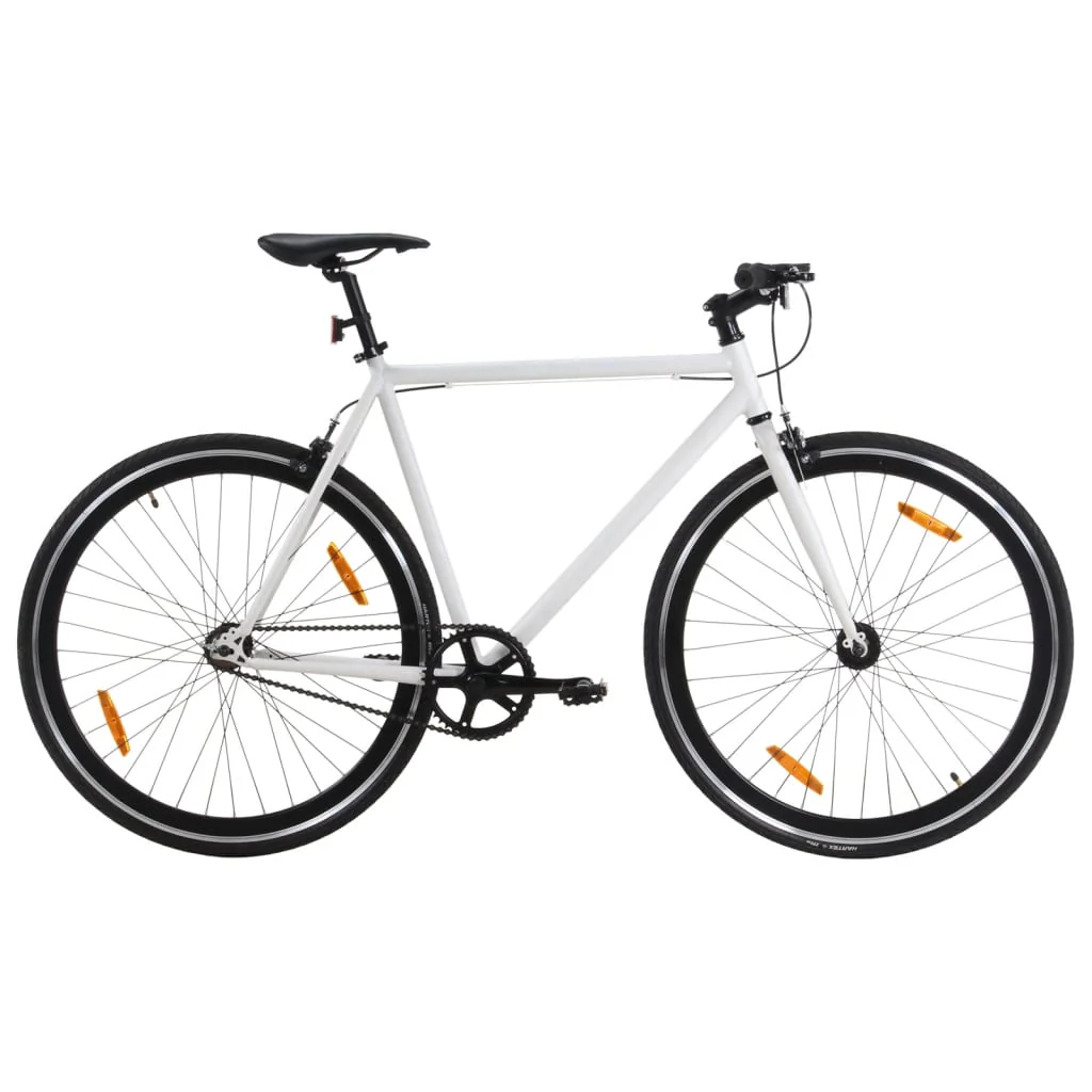 Vélo à pignon fixe 2025 blanc et noir 700c 59cm v7201