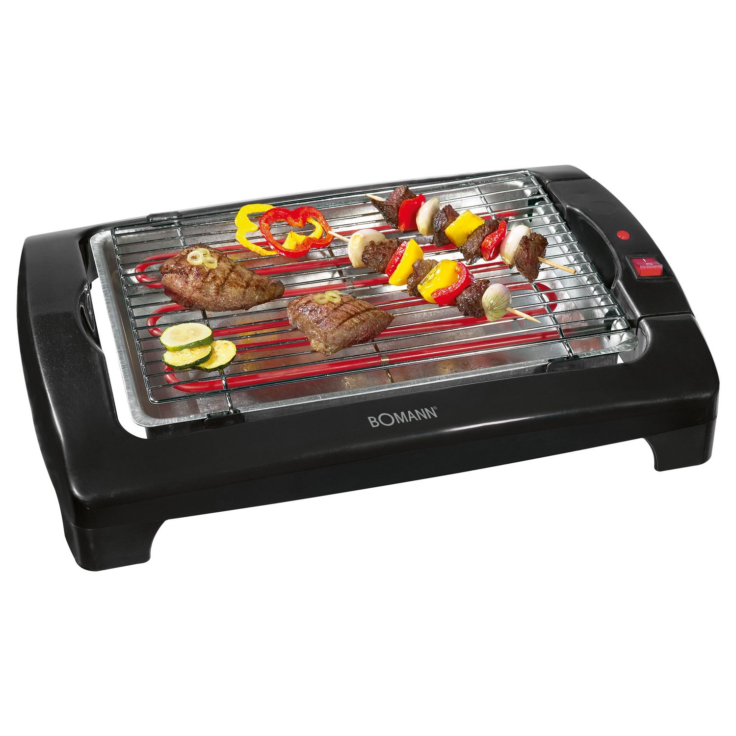 Bomann Bq 1240 – Elektrogrill mit verchromtem Grillrost, 35,5 x 24,5 cm, 2000 W, Schwarz