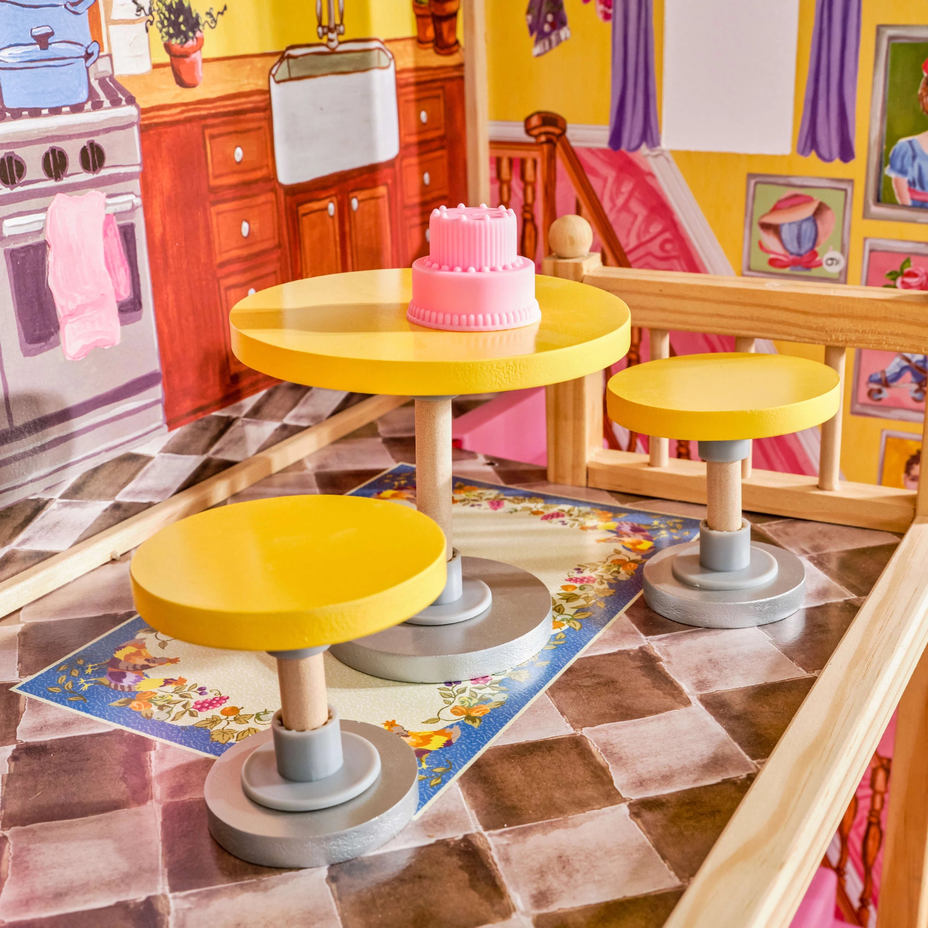 KidKraft Kayla Puppenhaus aus Holz mit 10-teiligem Möbelset, fast 1,20 Meter hoch