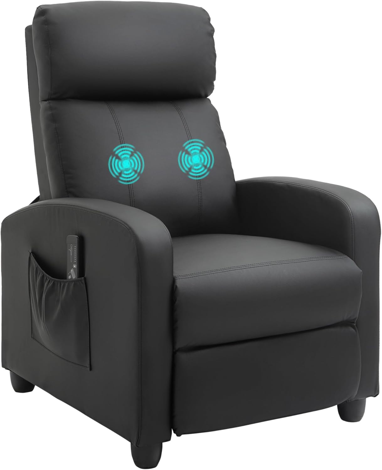 HOMCOM Massagestol, Hvilestol med Fjernbetjening, 2 Massagezoner, 8 Programmer, 5 Intensitetsniveauer, 1 Sidelomme og Timer, PU Betræk, 68x88x98 cm, Creme