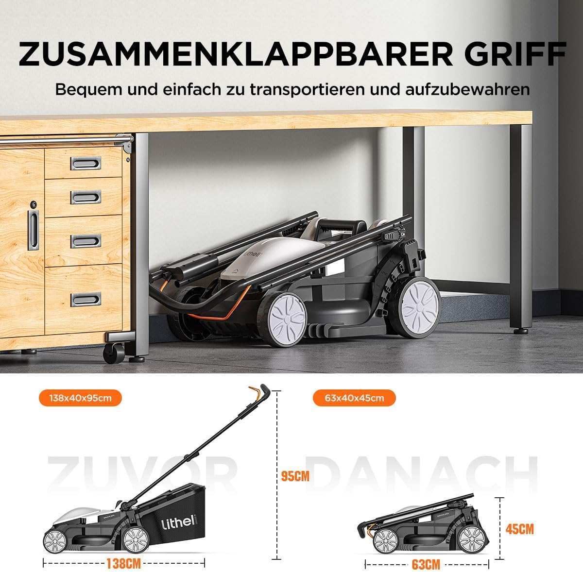 2025 U20 20V 33cm Akku-Rasenmäher mit bürstenlosem Motor | Inklusive 2 x 4,0Ah SE-Akkus | Mäht mühelos bis zu 400 m²