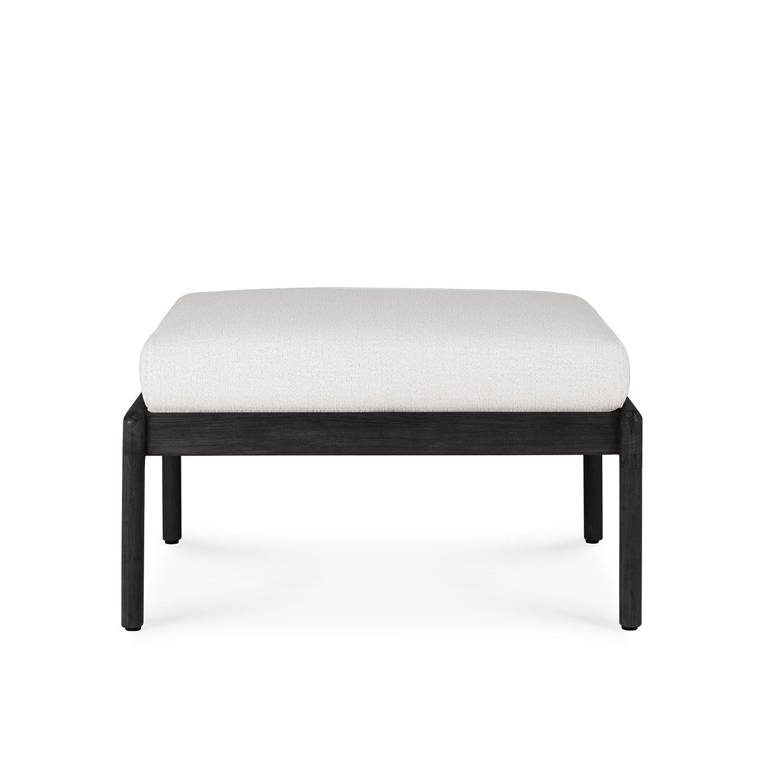 Jack Outdoor Footstool - Black Teak with Off White