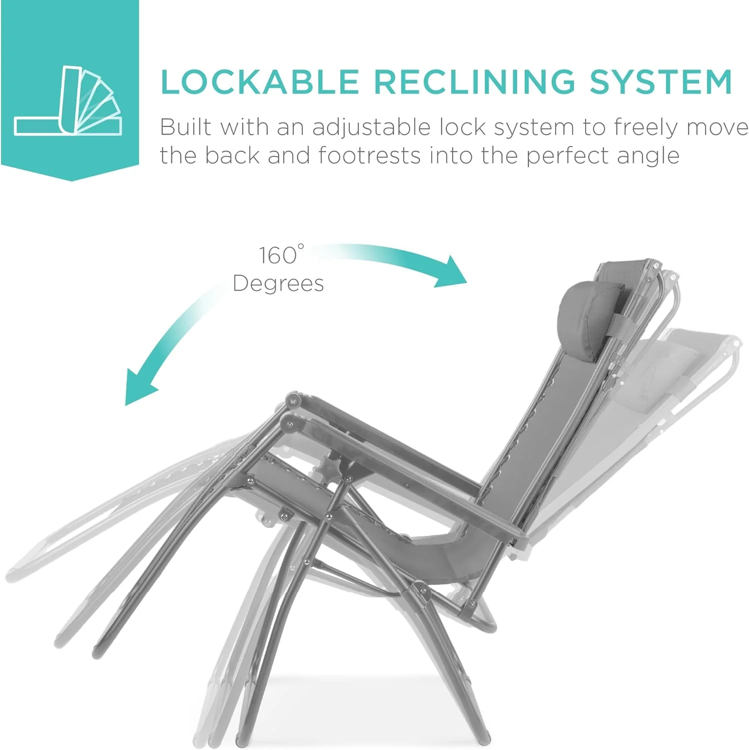 Bedste valg – Zero Gravity-lænestol til terrassen. Justerbar og foldbar udendørsstol med baldakin, nakkepude og sidebakke. Textilene – Påfugleblå