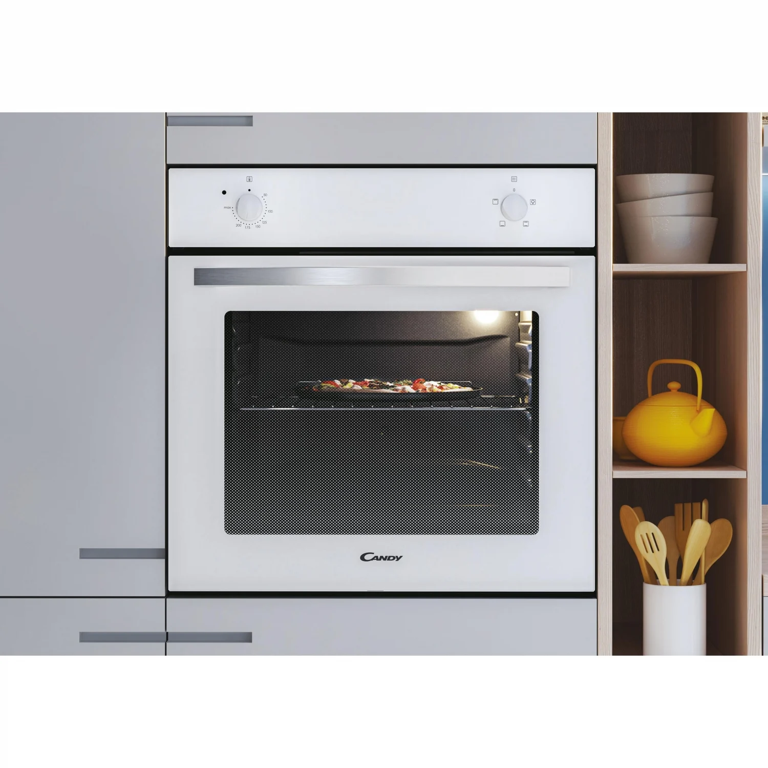 Candy FIDC B100 Backofen, 2100 W, 70 l, Klapptür, 3 Kochfunktionen, Energieeffizienzklasse A – Weiß