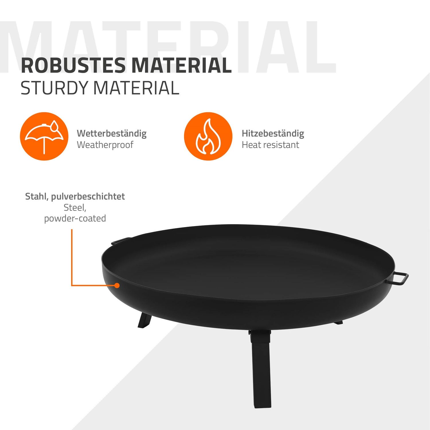 Feuerstelle aus Stahl mit Dreibein für Grillabende