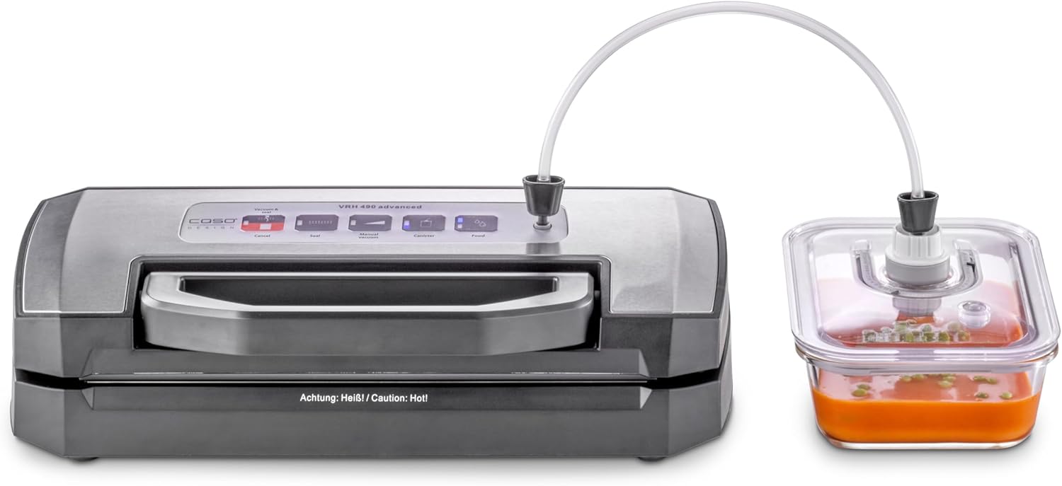 CASO VRH 790 Advanced Pro – Hochwertiger Vakuumierer für den privaten und professionellen Einsatz – Bis zu 200 Vakuumierzyklen in Folge möglich – Automatisches Vakuumieren von Flüssigkeiten – Edelstahl